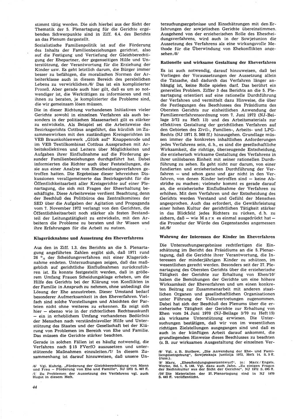 Neue Justiz (NJ), Zeitschrift für Recht und Rechtswissenschaft [Deutsche Demokratische Republik (DDR)], 27. Jahrgang 1973, Seite 44 (NJ DDR 1973, S. 44)