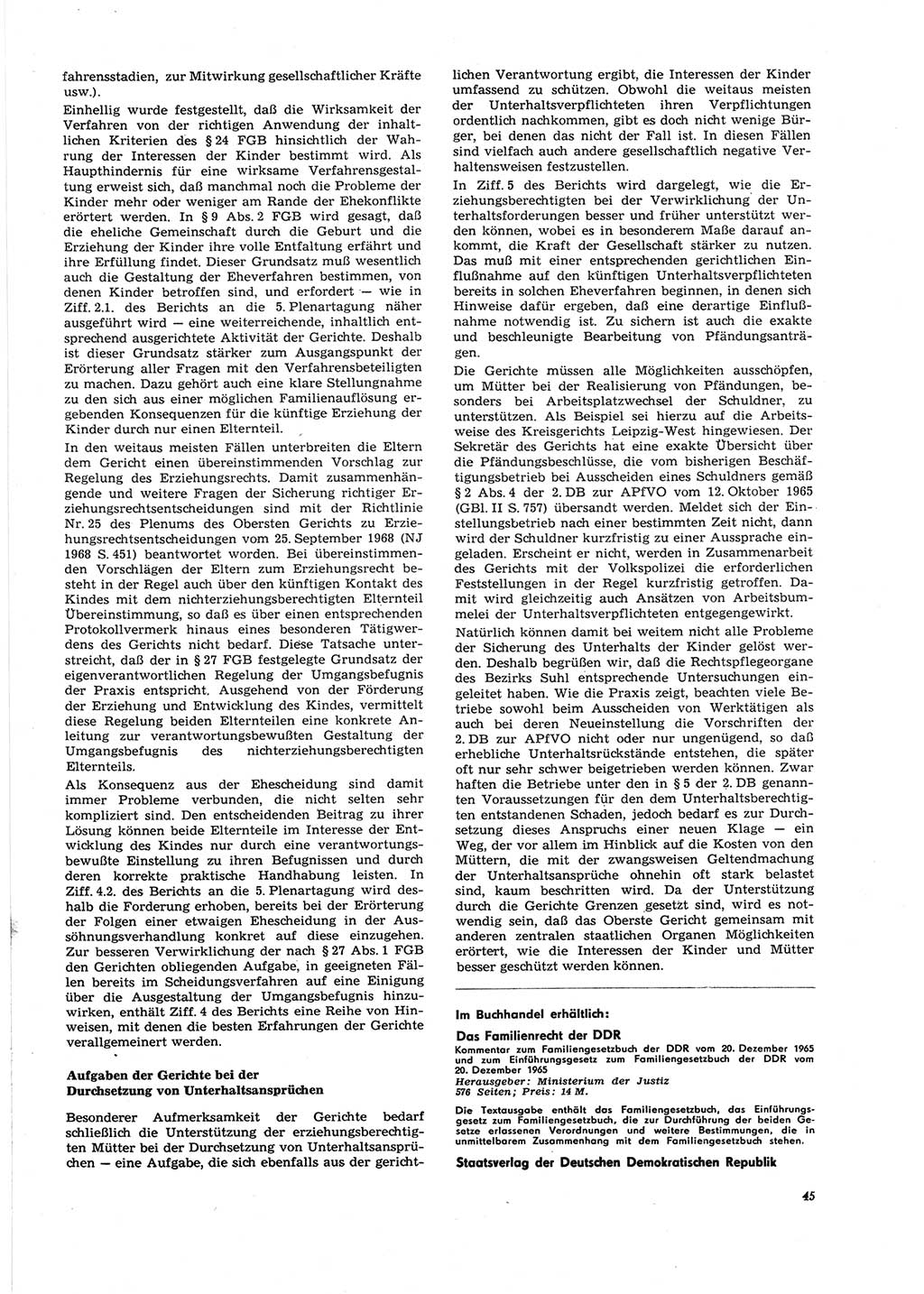 Neue Justiz (NJ), Zeitschrift für Recht und Rechtswissenschaft [Deutsche Demokratische Republik (DDR)], 27. Jahrgang 1973, Seite 45 (NJ DDR 1973, S. 45)