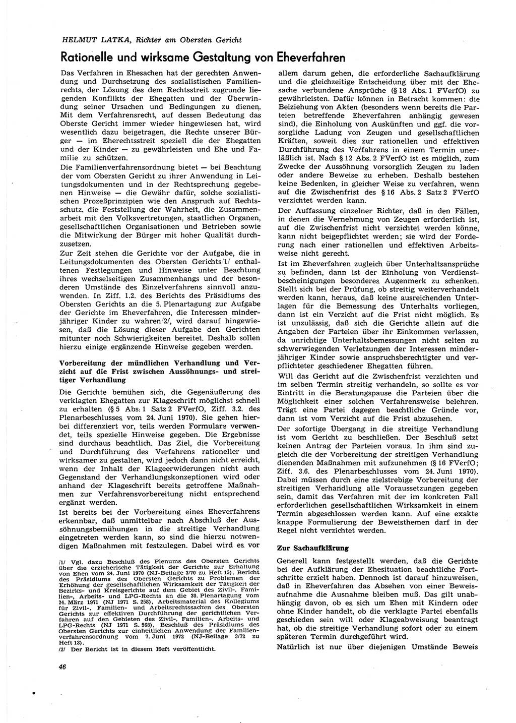 Neue Justiz (NJ), Zeitschrift für Recht und Rechtswissenschaft [Deutsche Demokratische Republik (DDR)], 27. Jahrgang 1973, Seite 46 (NJ DDR 1973, S. 46)