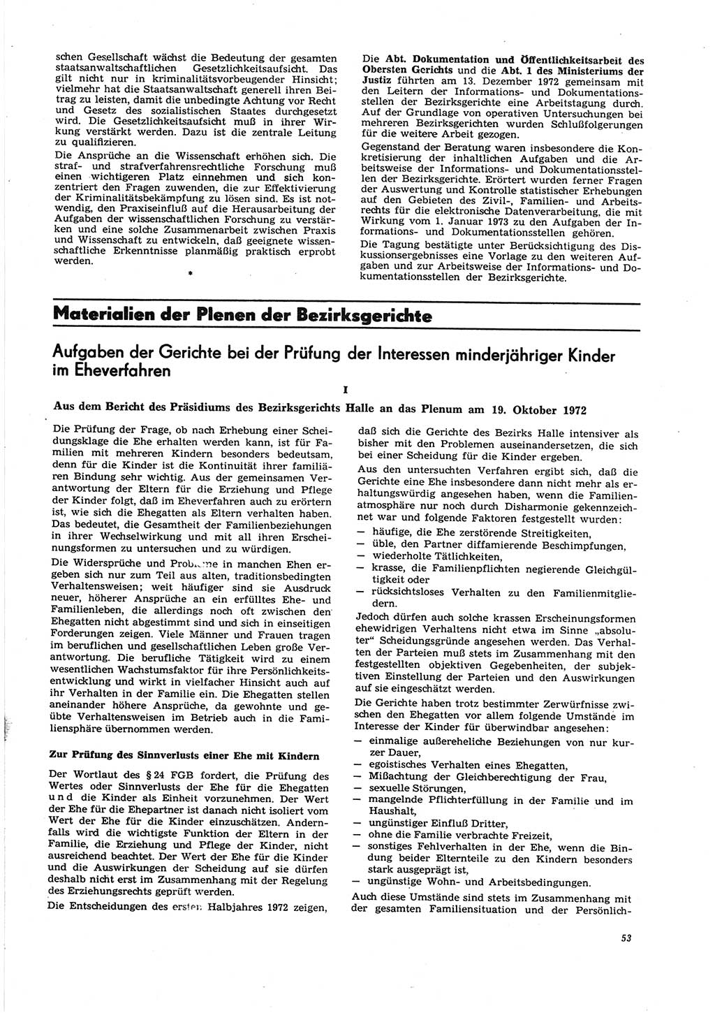 Neue Justiz (NJ), Zeitschrift für Recht und Rechtswissenschaft [Deutsche Demokratische Republik (DDR)], 27. Jahrgang 1973, Seite 53 (NJ DDR 1973, S. 53)