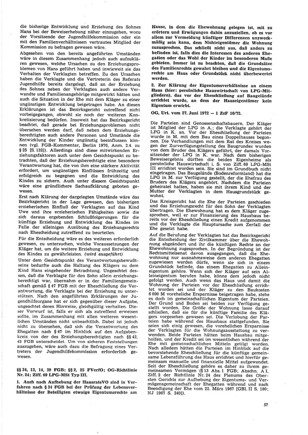 Neue Justiz (NJ), Zeitschrift für Recht und Rechtswissenschaft [Deutsche Demokratische Republik (DDR)], 27. Jahrgang 1973, Seite 57 (NJ DDR 1973, S. 57)