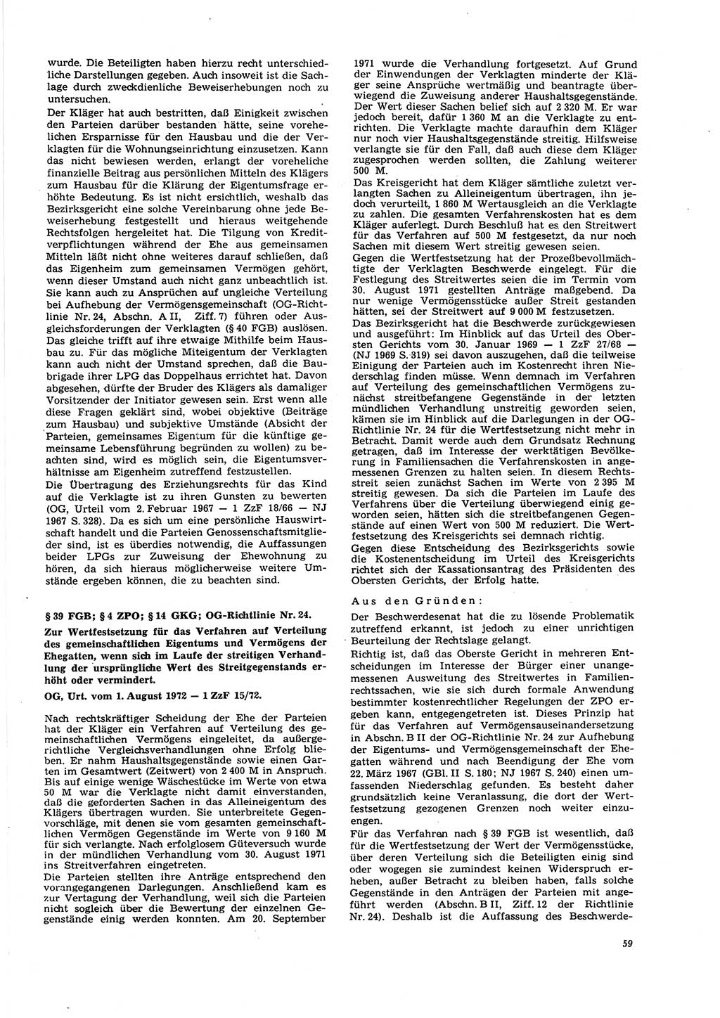 Neue Justiz (NJ), Zeitschrift für Recht und Rechtswissenschaft [Deutsche Demokratische Republik (DDR)], 27. Jahrgang 1973, Seite 59 (NJ DDR 1973, S. 59)