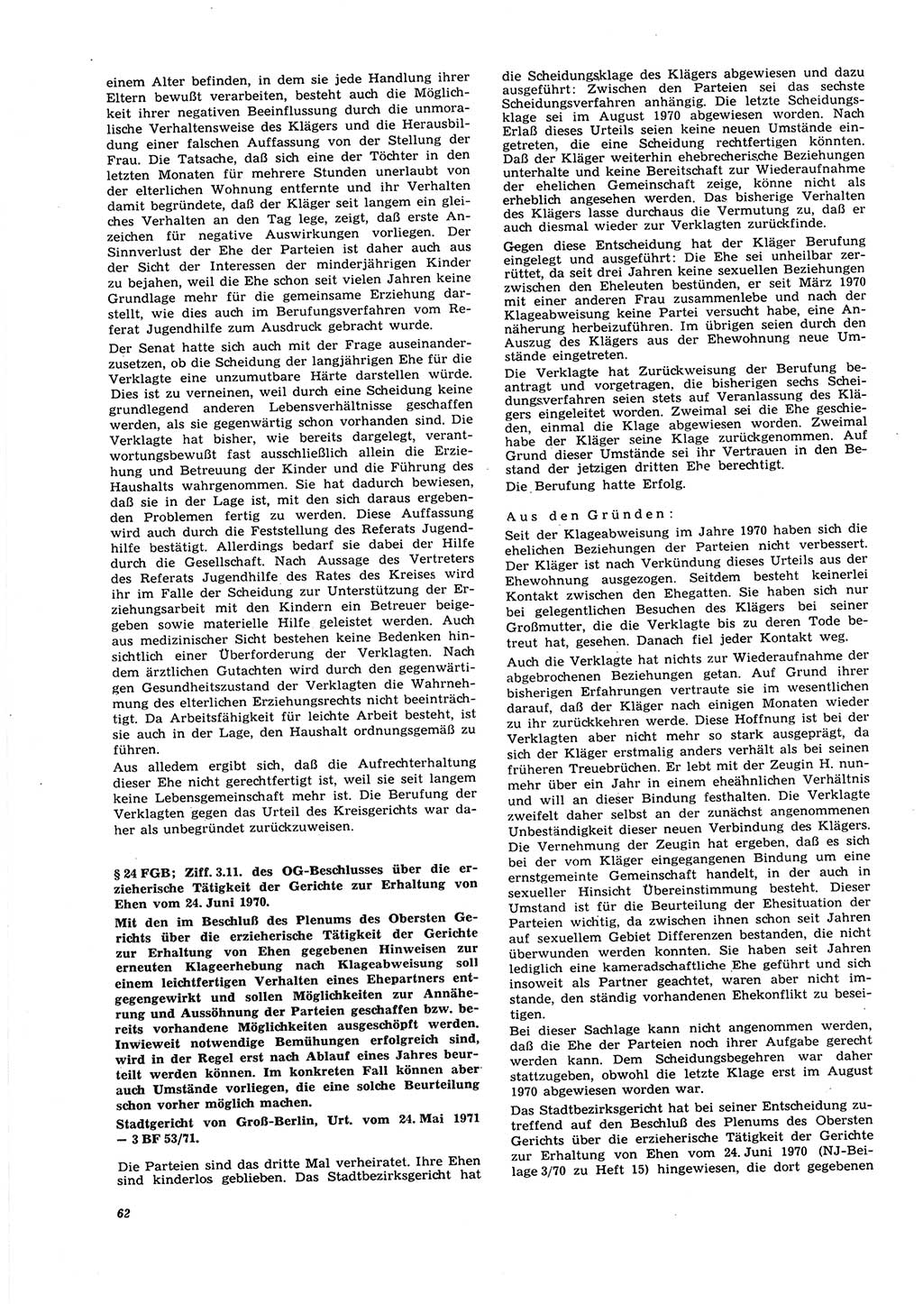 Neue Justiz (NJ), Zeitschrift für Recht und Rechtswissenschaft [Deutsche Demokratische Republik (DDR)], 27. Jahrgang 1973, Seite 62 (NJ DDR 1973, S. 62)