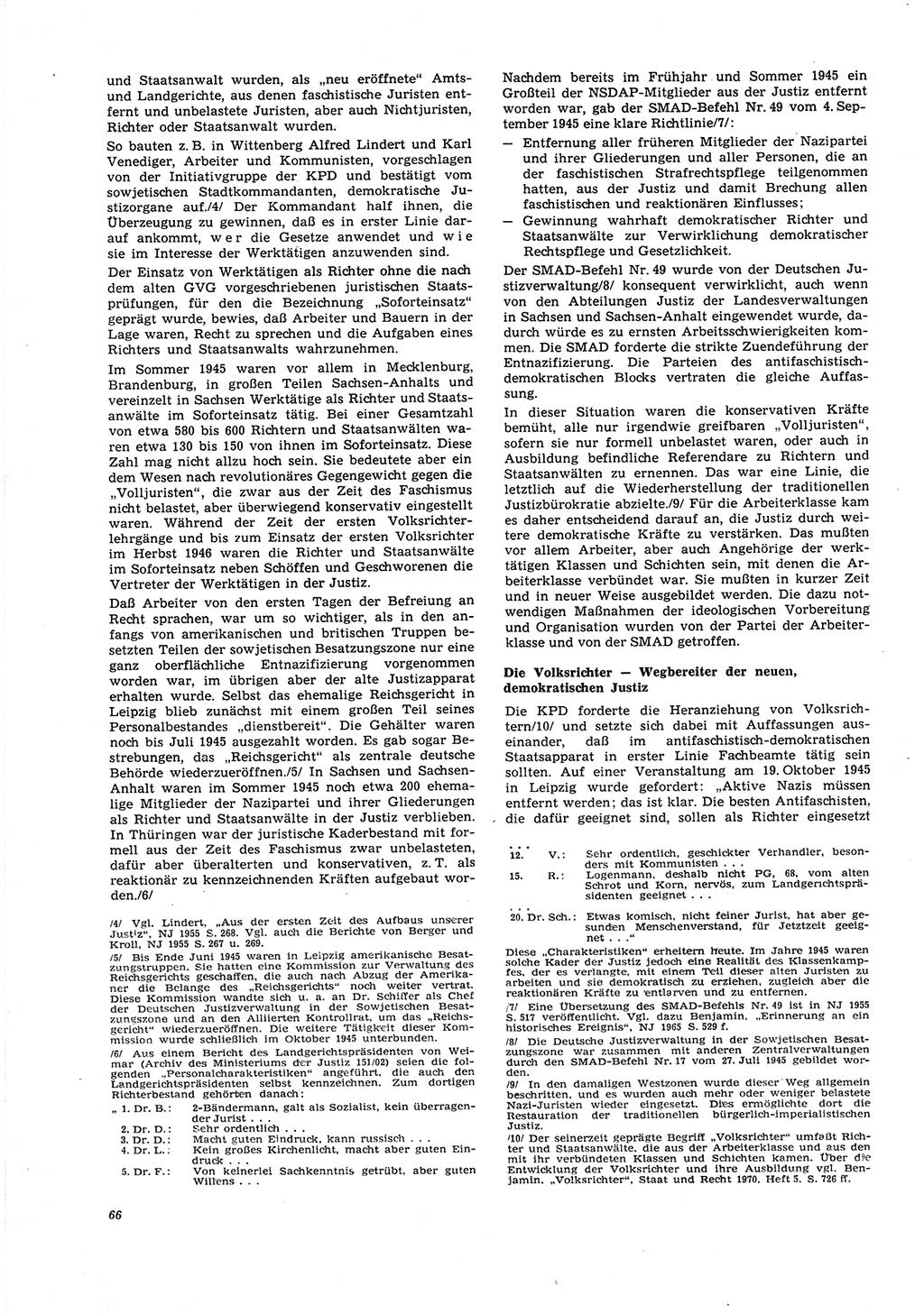 Neue Justiz (NJ), Zeitschrift für Recht und Rechtswissenschaft [Deutsche Demokratische Republik (DDR)], 27. Jahrgang 1973, Seite 66 (NJ DDR 1973, S. 66)