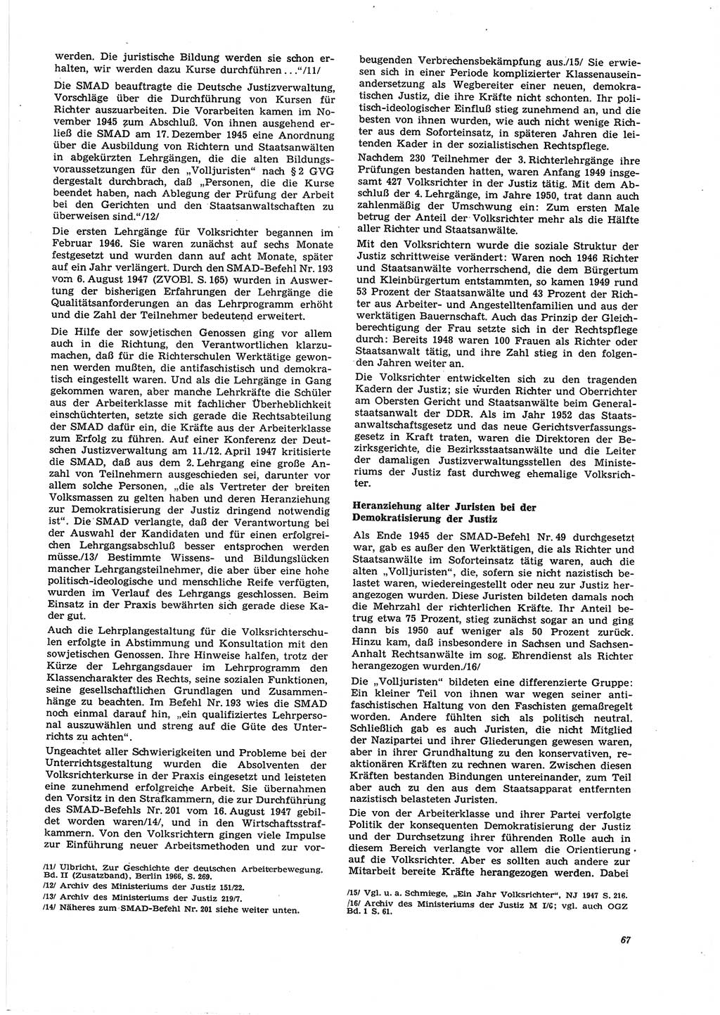 Neue Justiz (NJ), Zeitschrift für Recht und Rechtswissenschaft [Deutsche Demokratische Republik (DDR)], 27. Jahrgang 1973, Seite 67 (NJ DDR 1973, S. 67)