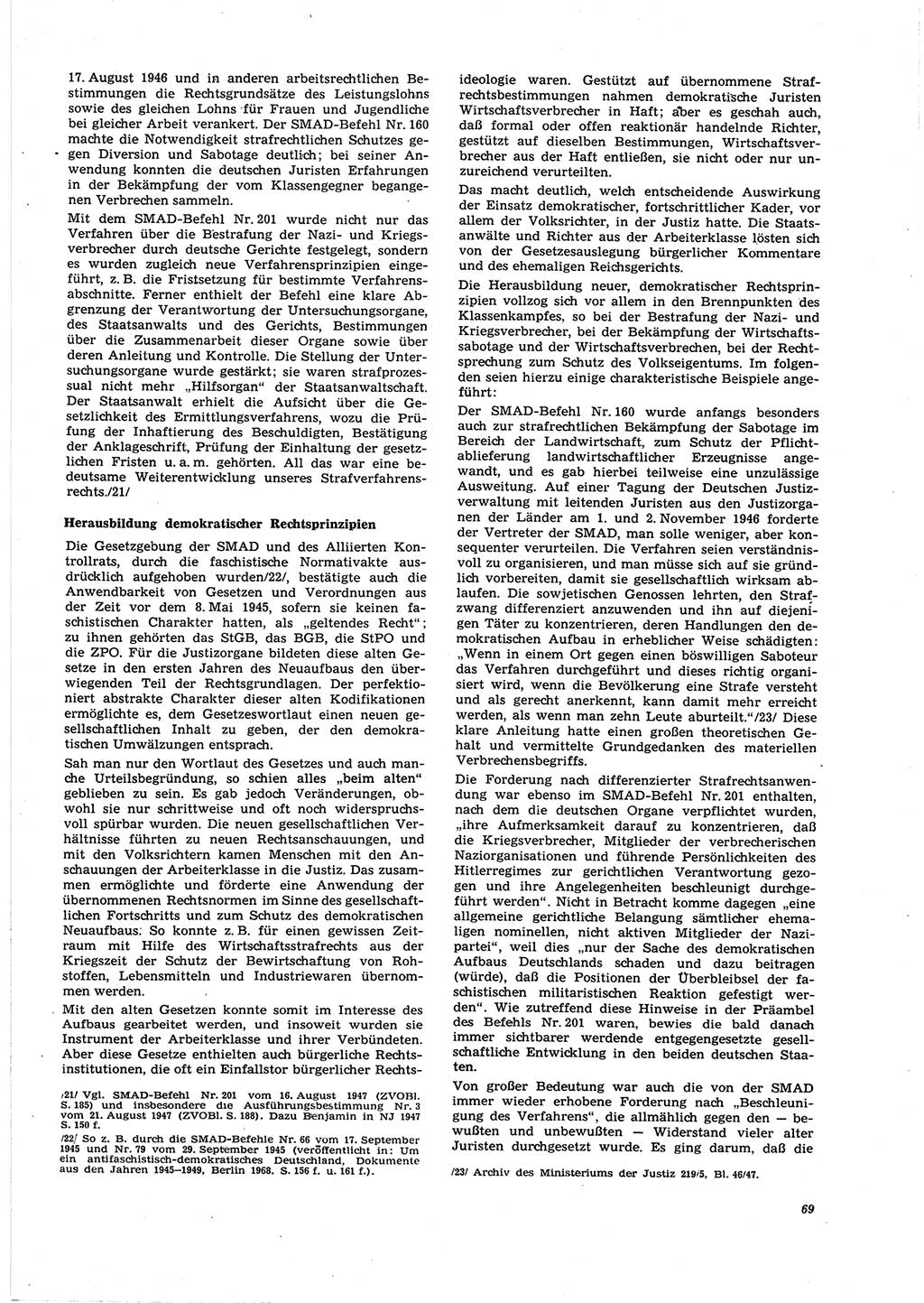 Neue Justiz (NJ), Zeitschrift für Recht und Rechtswissenschaft [Deutsche Demokratische Republik (DDR)], 27. Jahrgang 1973, Seite 69 (NJ DDR 1973, S. 69)
