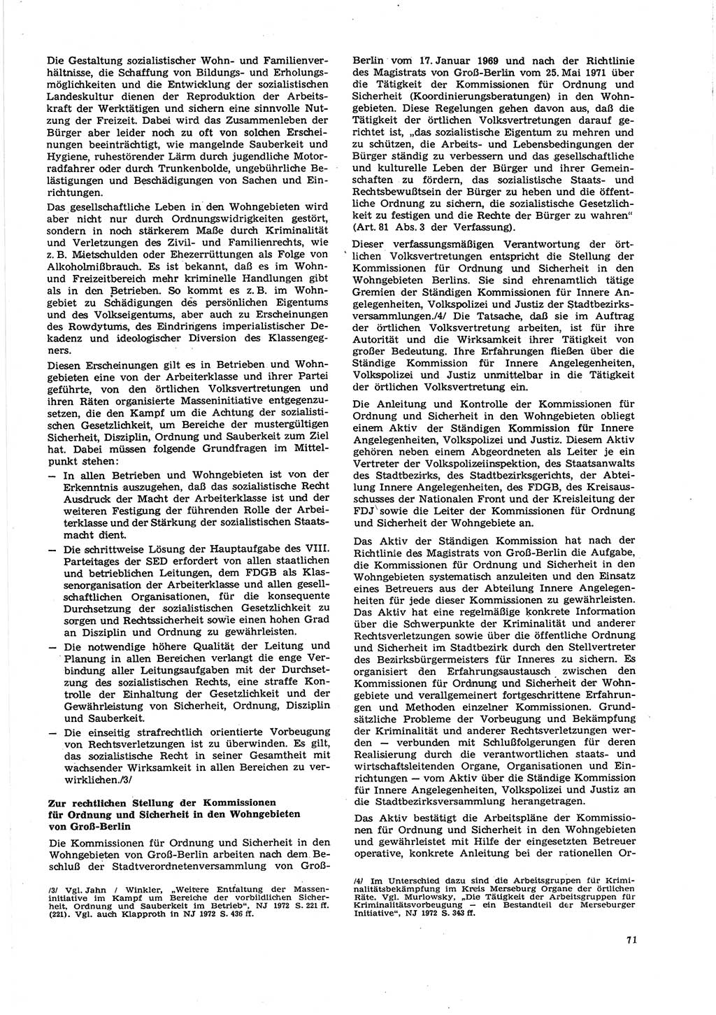 Neue Justiz (NJ), Zeitschrift für Recht und Rechtswissenschaft [Deutsche Demokratische Republik (DDR)], 27. Jahrgang 1973, Seite 71 (NJ DDR 1973, S. 71)