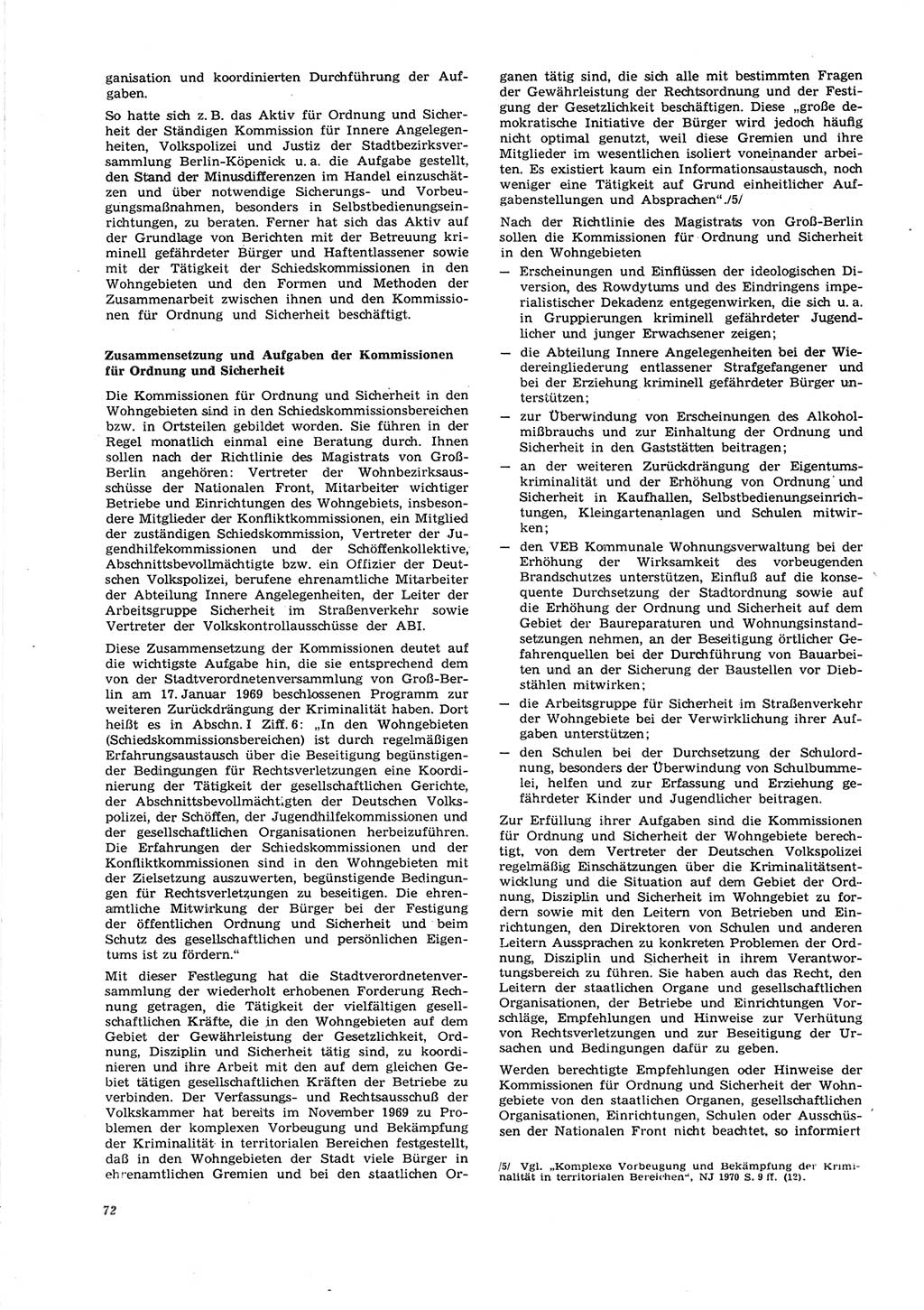 Neue Justiz (NJ), Zeitschrift für Recht und Rechtswissenschaft [Deutsche Demokratische Republik (DDR)], 27. Jahrgang 1973, Seite 72 (NJ DDR 1973, S. 72)