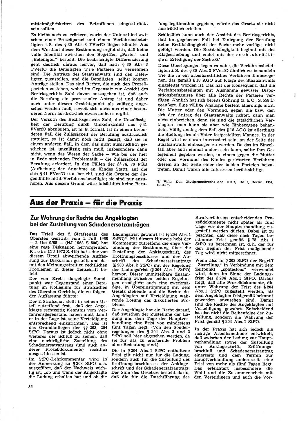 Neue Justiz (NJ), Zeitschrift für Recht und Rechtswissenschaft [Deutsche Demokratische Republik (DDR)], 27. Jahrgang 1973, Seite 82 (NJ DDR 1973, S. 82)