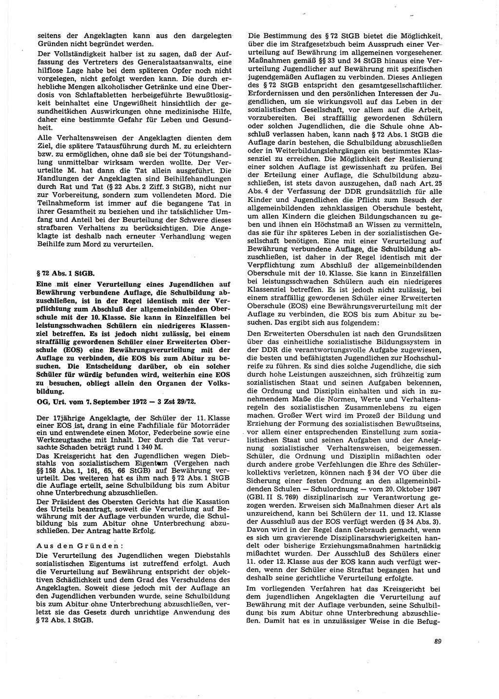 Neue Justiz (NJ), Zeitschrift für Recht und Rechtswissenschaft [Deutsche Demokratische Republik (DDR)], 27. Jahrgang 1973, Seite 89 (NJ DDR 1973, S. 89)