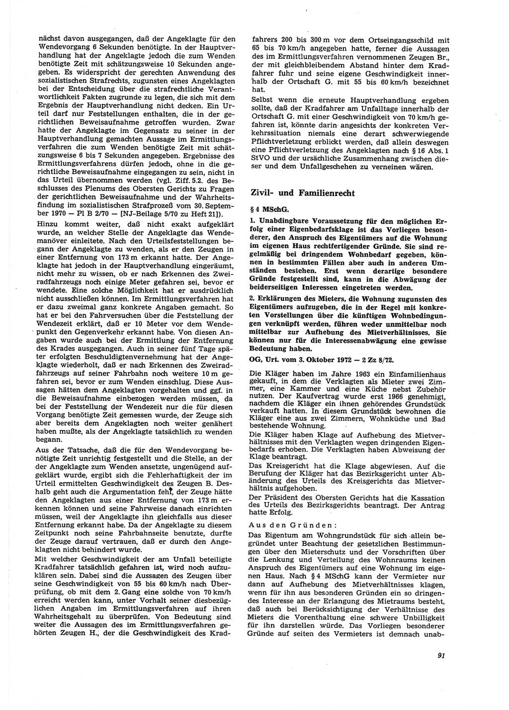 Neue Justiz (NJ), Zeitschrift für Recht und Rechtswissenschaft [Deutsche Demokratische Republik (DDR)], 27. Jahrgang 1973, Seite 91 (NJ DDR 1973, S. 91)