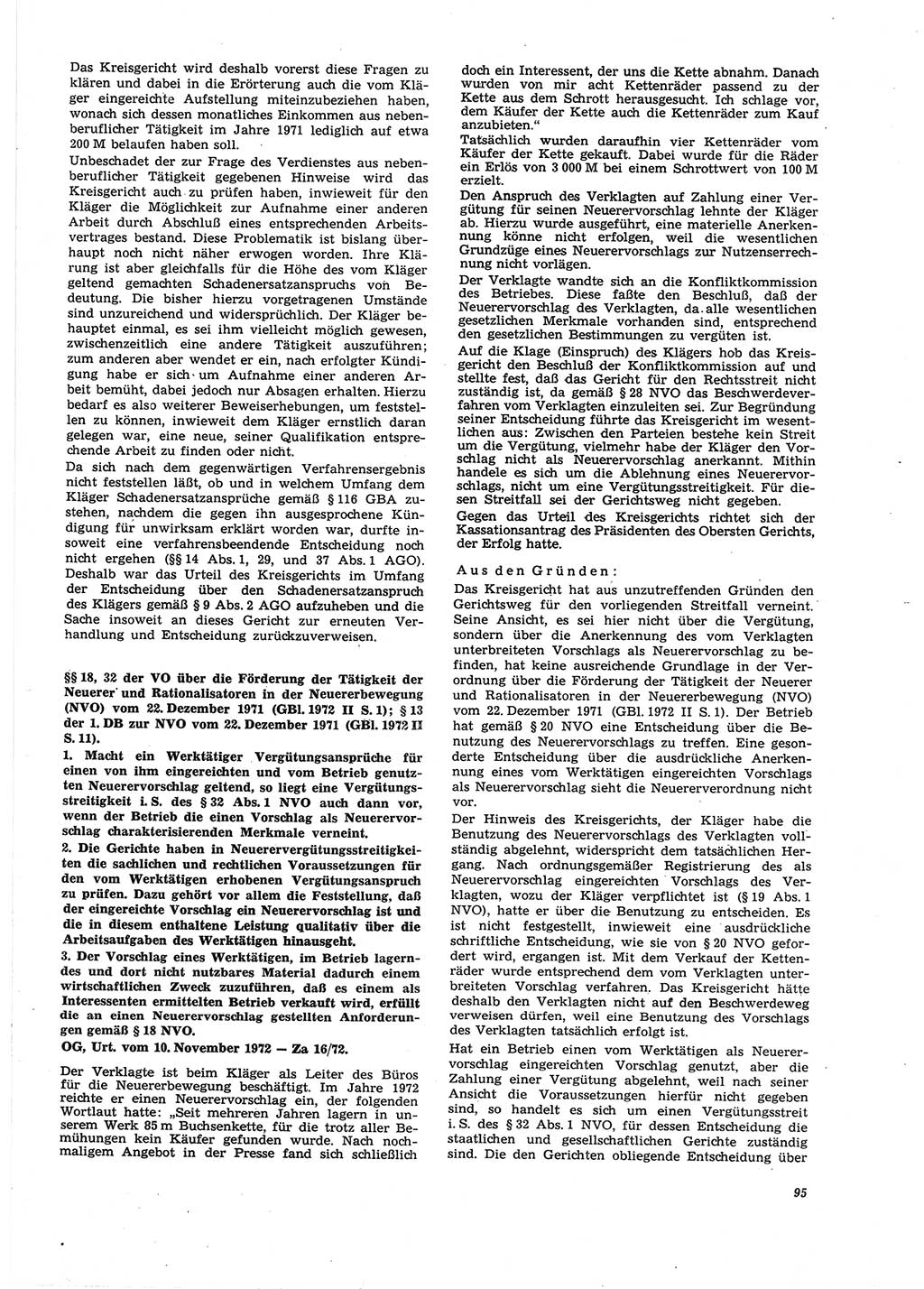 Neue Justiz (NJ), Zeitschrift für Recht und Rechtswissenschaft [Deutsche Demokratische Republik (DDR)], 27. Jahrgang 1973, Seite 95 (NJ DDR 1973, S. 95)