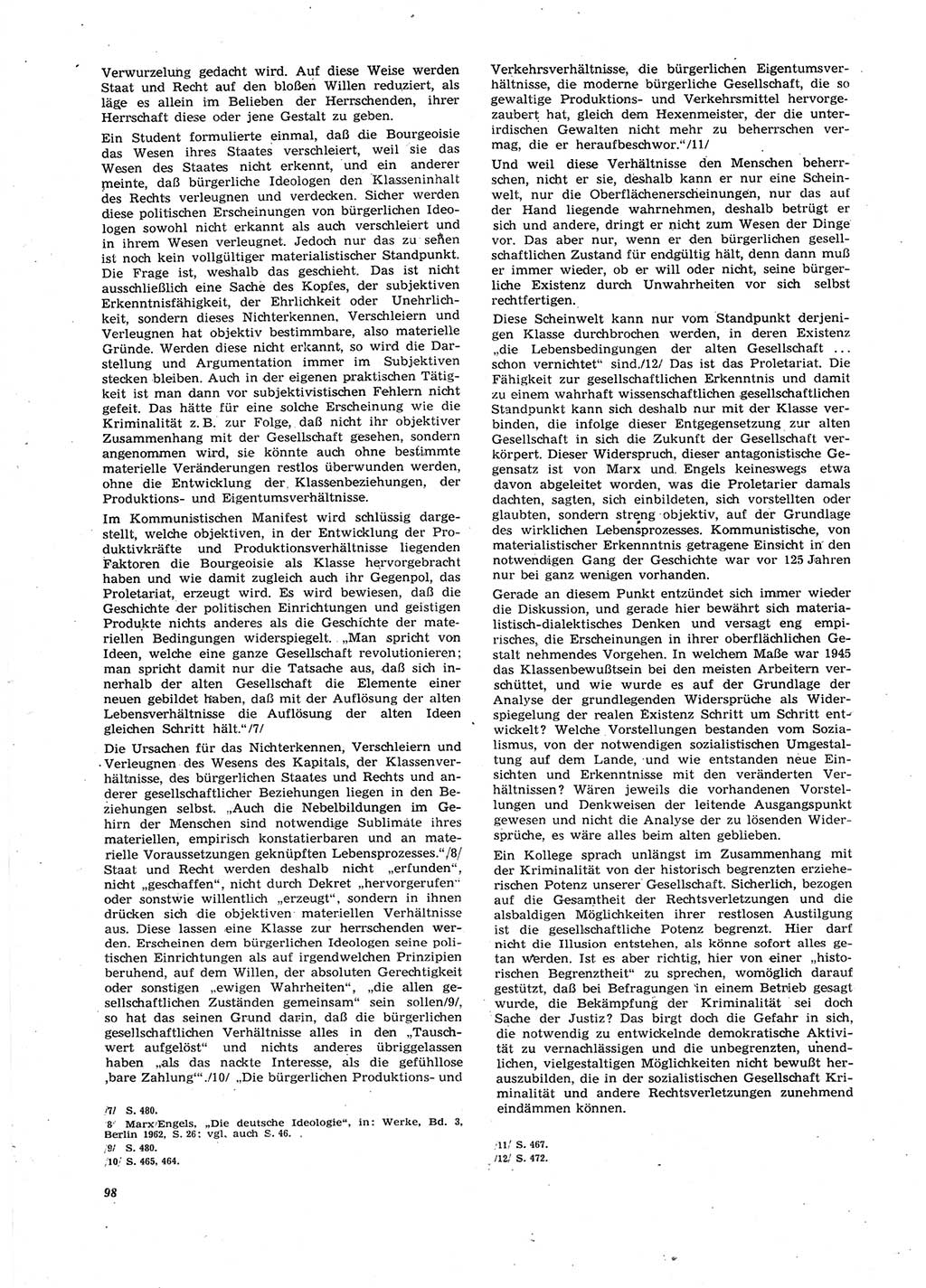Neue Justiz (NJ), Zeitschrift für Recht und Rechtswissenschaft [Deutsche Demokratische Republik (DDR)], 27. Jahrgang 1973, Seite 98 (NJ DDR 1973, S. 98)