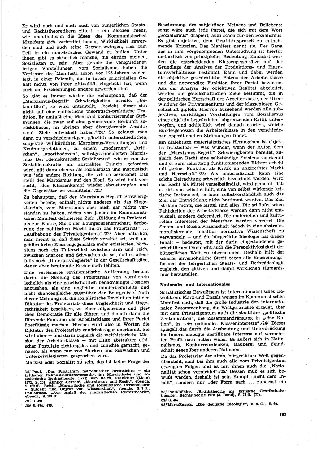 Neue Justiz (NJ), Zeitschrift für Recht und Rechtswissenschaft [Deutsche Demokratische Republik (DDR)], 27. Jahrgang 1973, Seite 101 (NJ DDR 1973, S. 101)