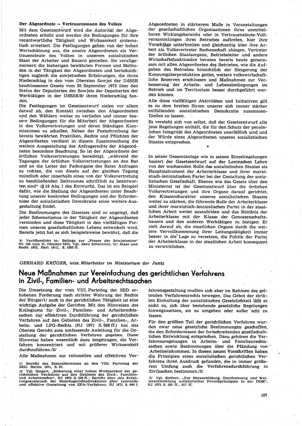 Neue Justiz (NJ), Zeitschrift für Recht und Rechtswissenschaft [Deutsche Demokratische Republik (DDR)], 27. Jahrgang 1973, Seite 107 (NJ DDR 1973, S. 107)