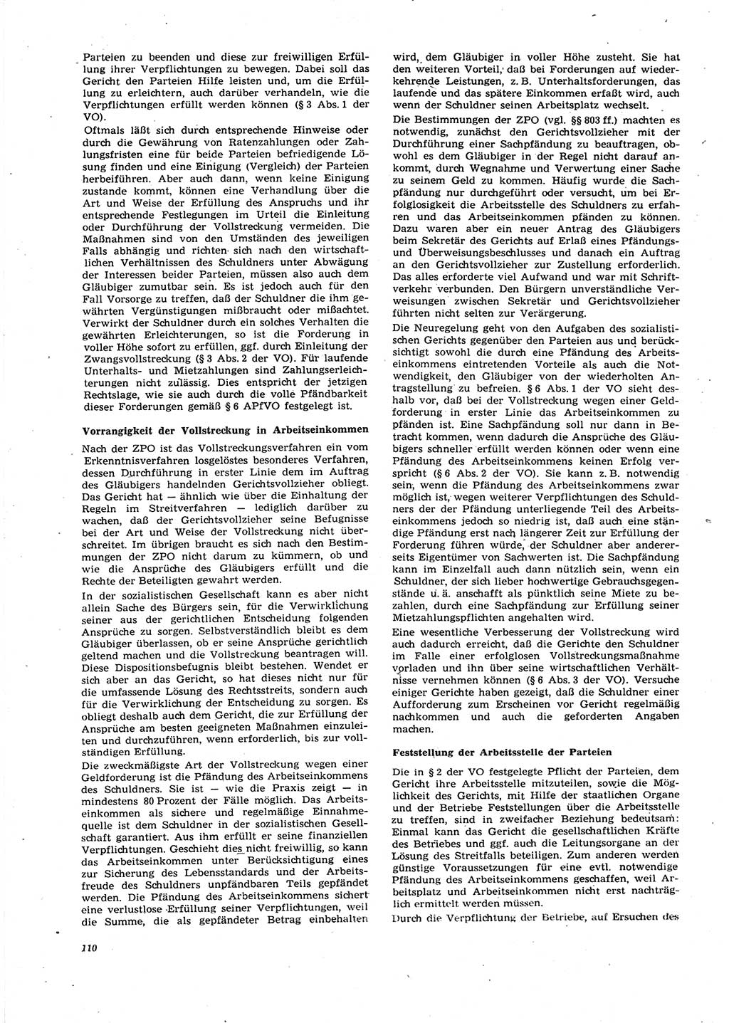 Neue Justiz (NJ), Zeitschrift für Recht und Rechtswissenschaft [Deutsche Demokratische Republik (DDR)], 27. Jahrgang 1973, Seite 110 (NJ DDR 1973, S. 110)