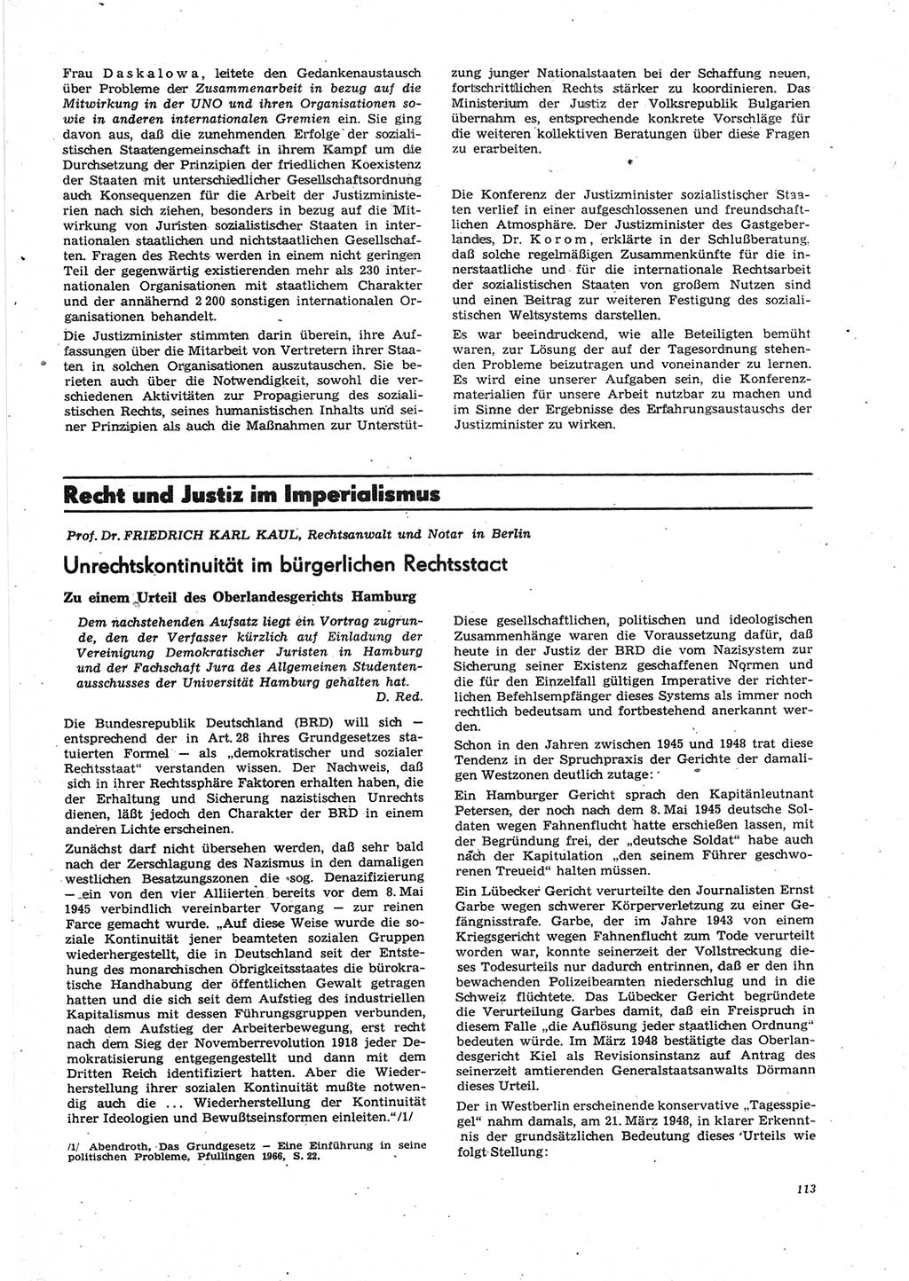 Neue Justiz (NJ), Zeitschrift für Recht und Rechtswissenschaft [Deutsche Demokratische Republik (DDR)], 27. Jahrgang 1973, Seite 113 (NJ DDR 1973, S. 113)