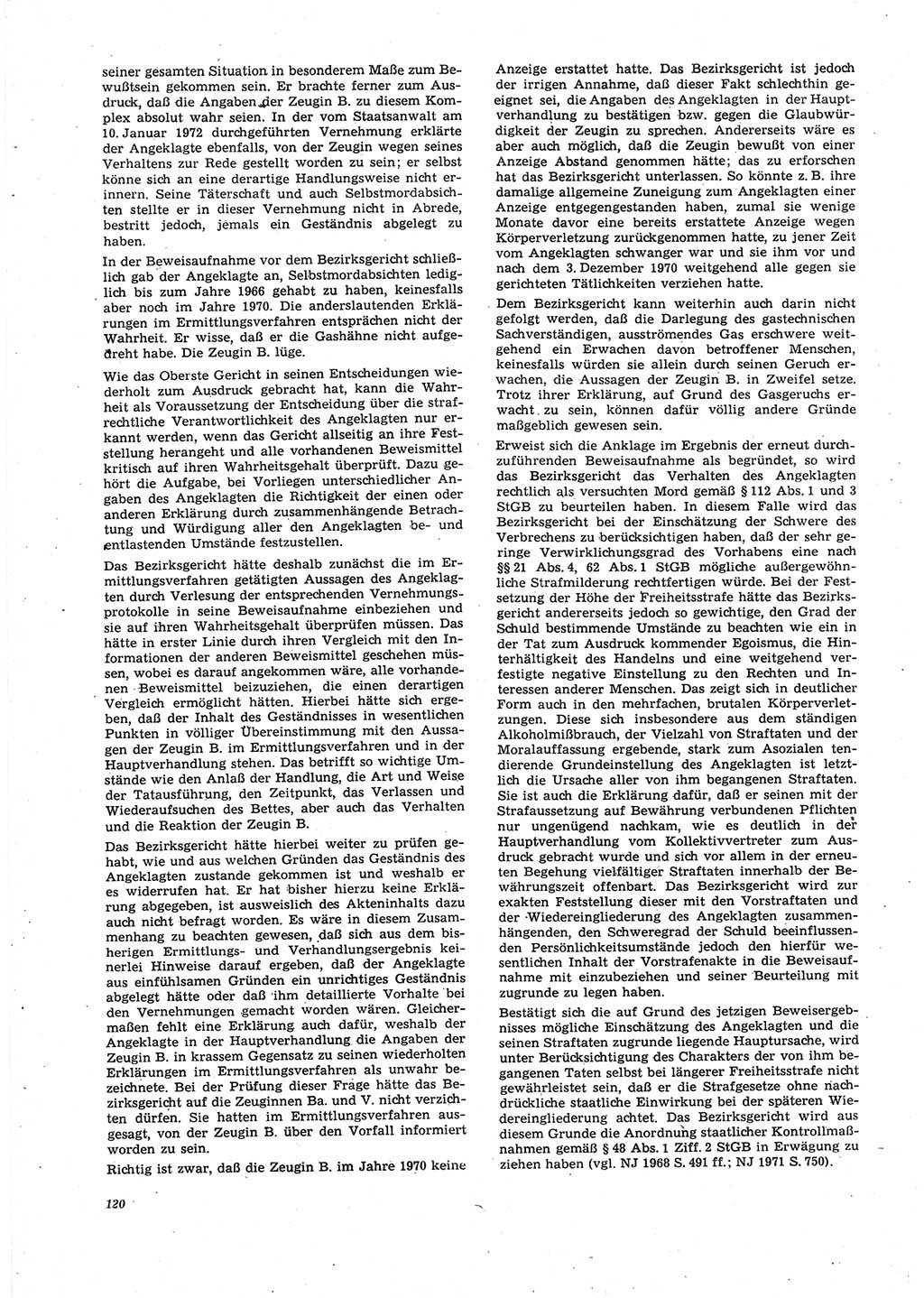 Neue Justiz (NJ), Zeitschrift für Recht und Rechtswissenschaft [Deutsche Demokratische Republik (DDR)], 27. Jahrgang 1973, Seite 120 (NJ DDR 1973, S. 120)