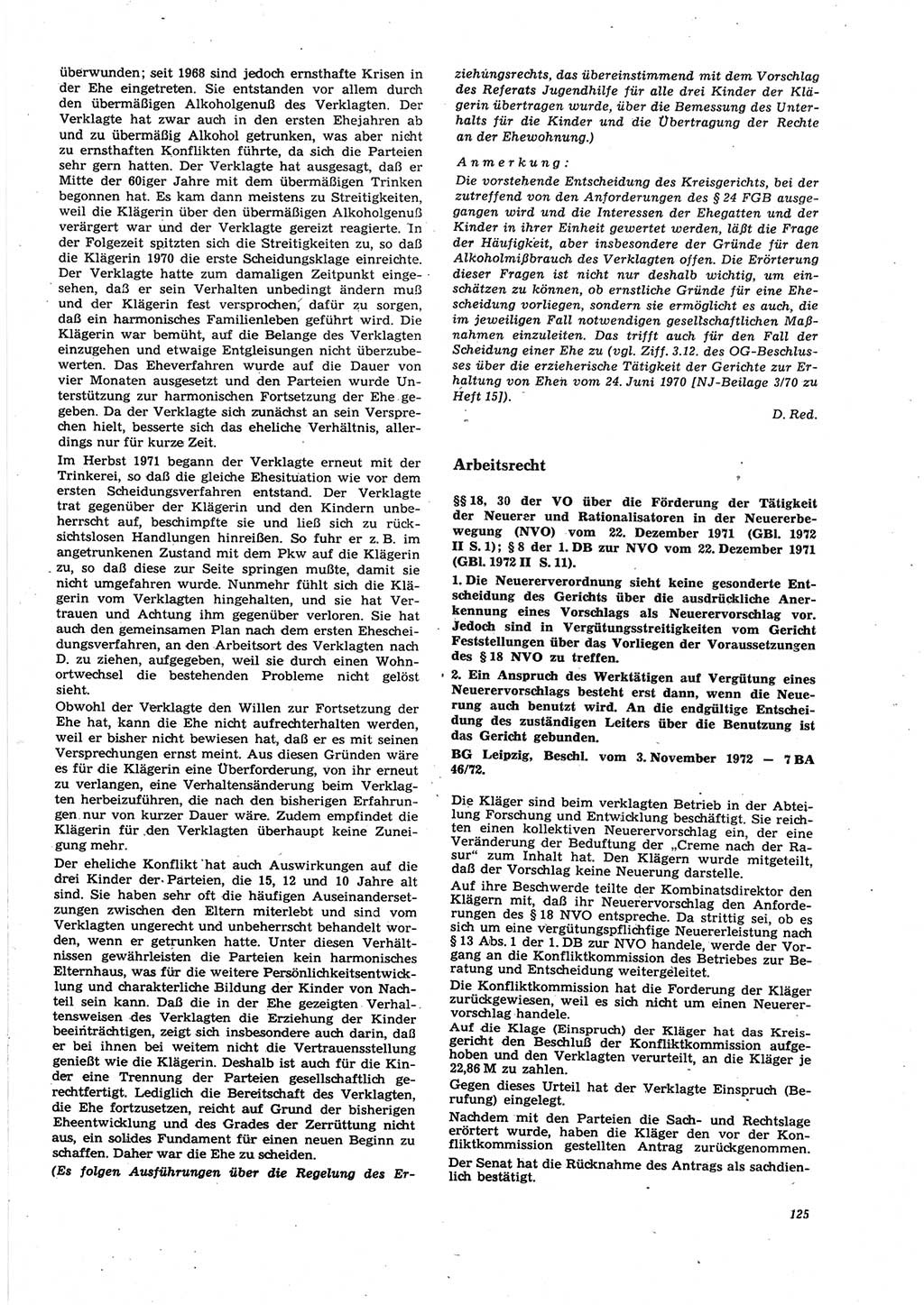 Neue Justiz (NJ), Zeitschrift für Recht und Rechtswissenschaft [Deutsche Demokratische Republik (DDR)], 27. Jahrgang 1973, Seite 125 (NJ DDR 1973, S. 125)