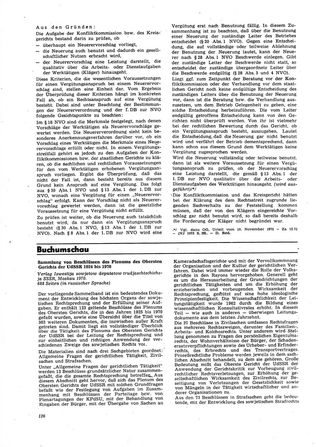 Neue Justiz (NJ), Zeitschrift für Recht und Rechtswissenschaft [Deutsche Demokratische Republik (DDR)], 27. Jahrgang 1973, Seite 126 (NJ DDR 1973, S. 126)