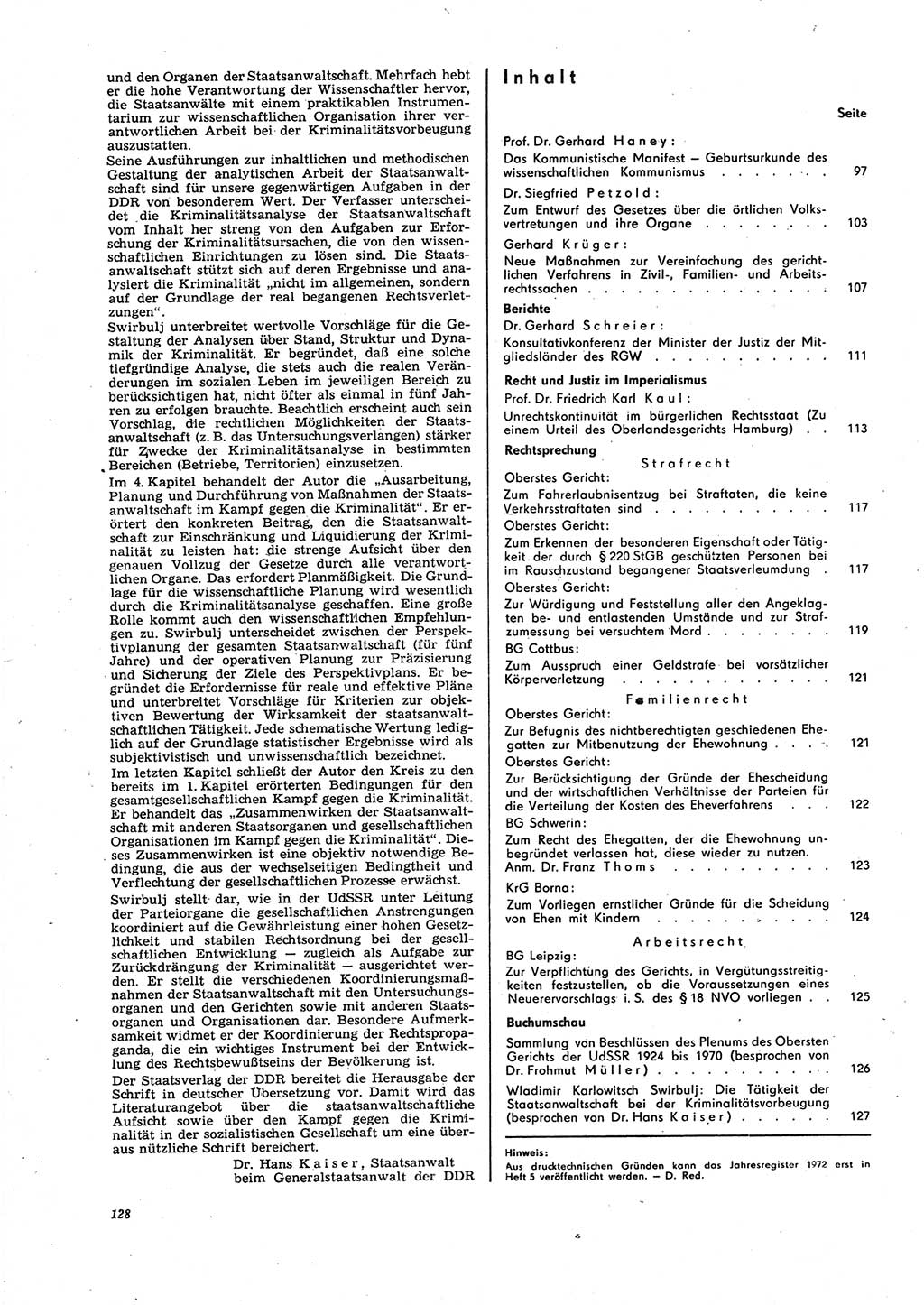 Neue Justiz (NJ), Zeitschrift für Recht und Rechtswissenschaft [Deutsche Demokratische Republik (DDR)], 27. Jahrgang 1973, Seite 128 (NJ DDR 1973, S. 128)