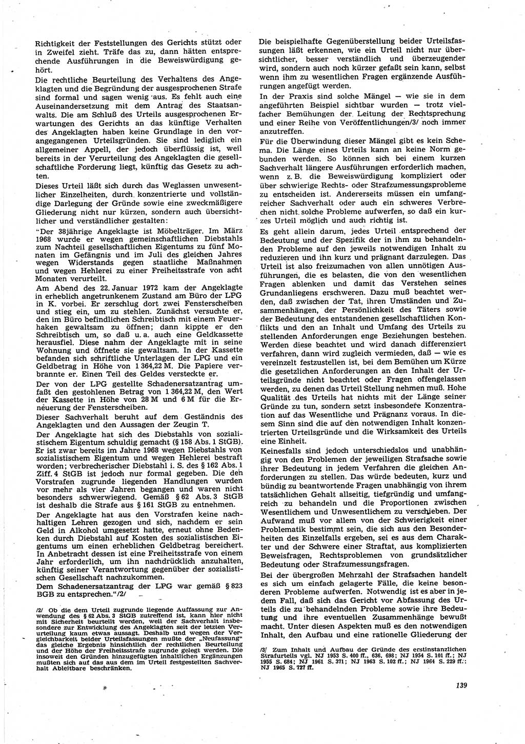 Neue Justiz (NJ), Zeitschrift für Recht und Rechtswissenschaft [Deutsche Demokratische Republik (DDR)], 27. Jahrgang 1973, Seite 139 (NJ DDR 1973, S. 139)