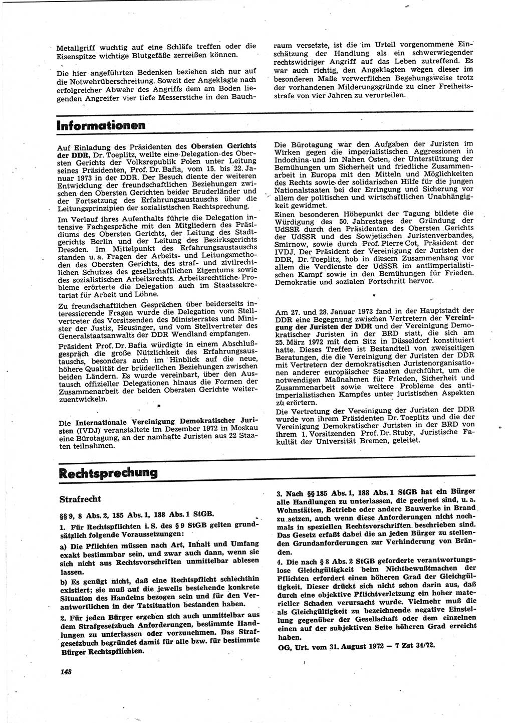 Neue Justiz (NJ), Zeitschrift für Recht und Rechtswissenschaft [Deutsche Demokratische Republik (DDR)], 27. Jahrgang 1973, Seite 148 (NJ DDR 1973, S. 148)