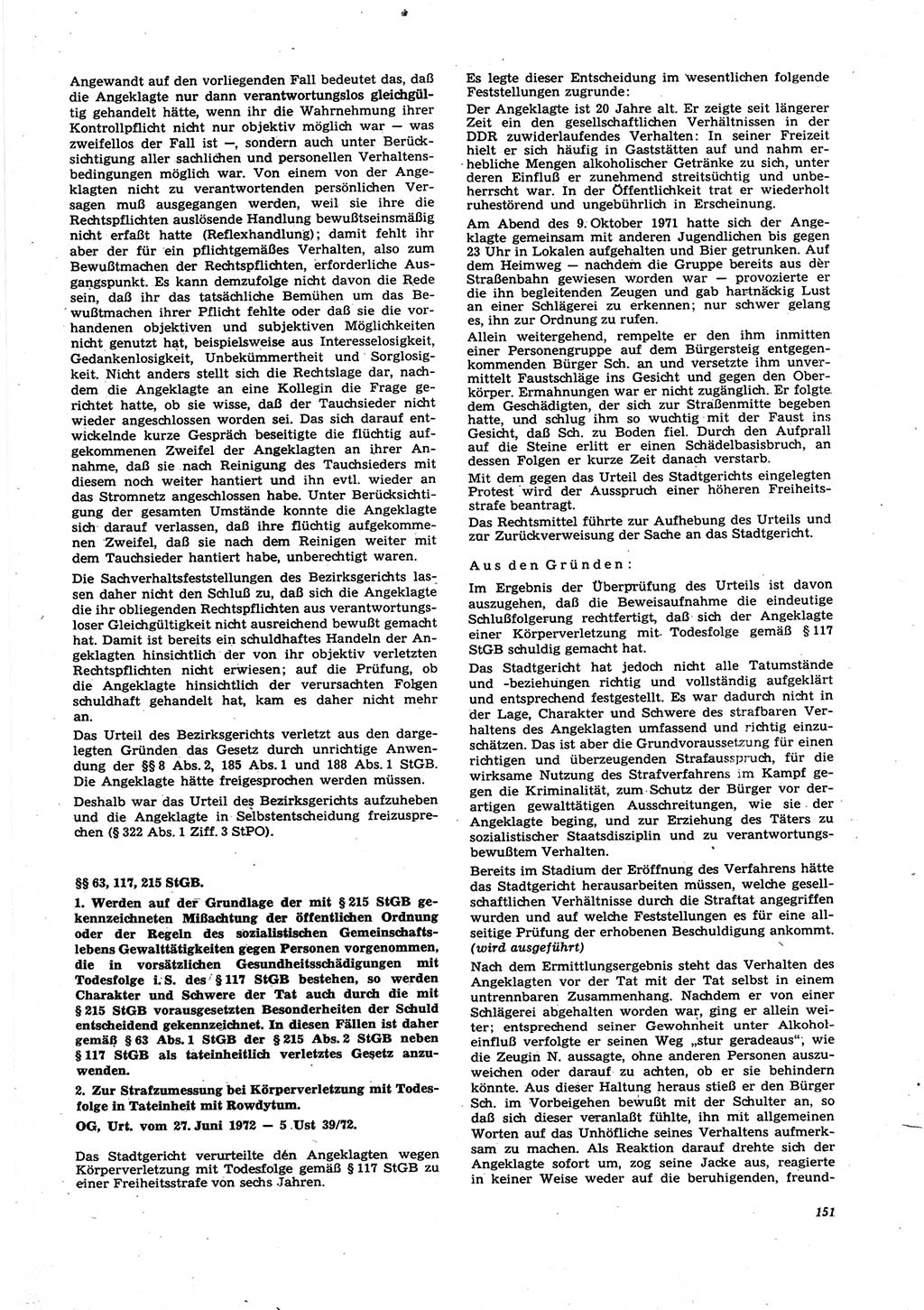 Neue Justiz (NJ), Zeitschrift für Recht und Rechtswissenschaft [Deutsche Demokratische Republik (DDR)], 27. Jahrgang 1973, Seite 151 (NJ DDR 1973, S. 151)