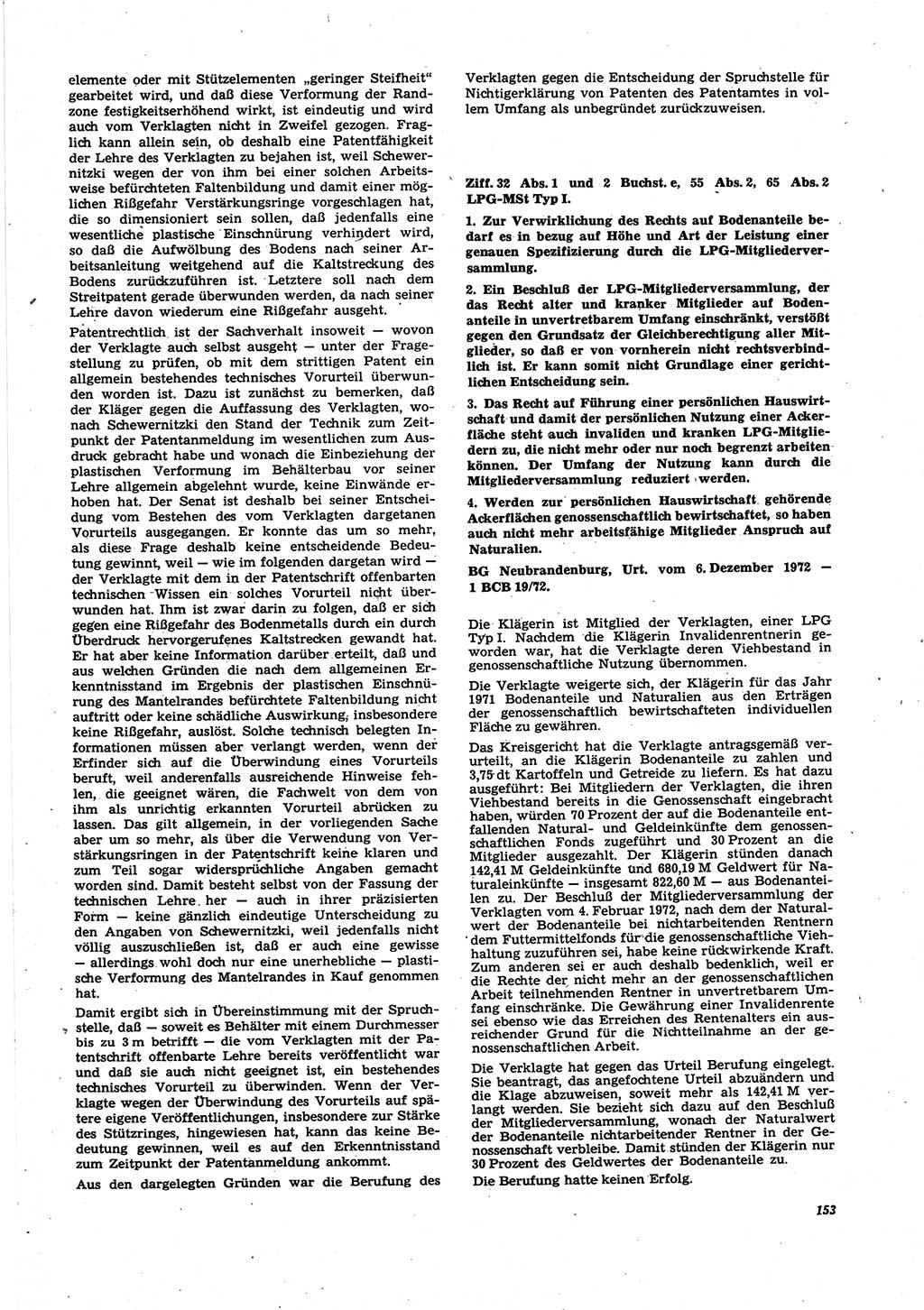 Neue Justiz (NJ), Zeitschrift für Recht und Rechtswissenschaft [Deutsche Demokratische Republik (DDR)], 27. Jahrgang 1973, Seite 153 (NJ DDR 1973, S. 153)