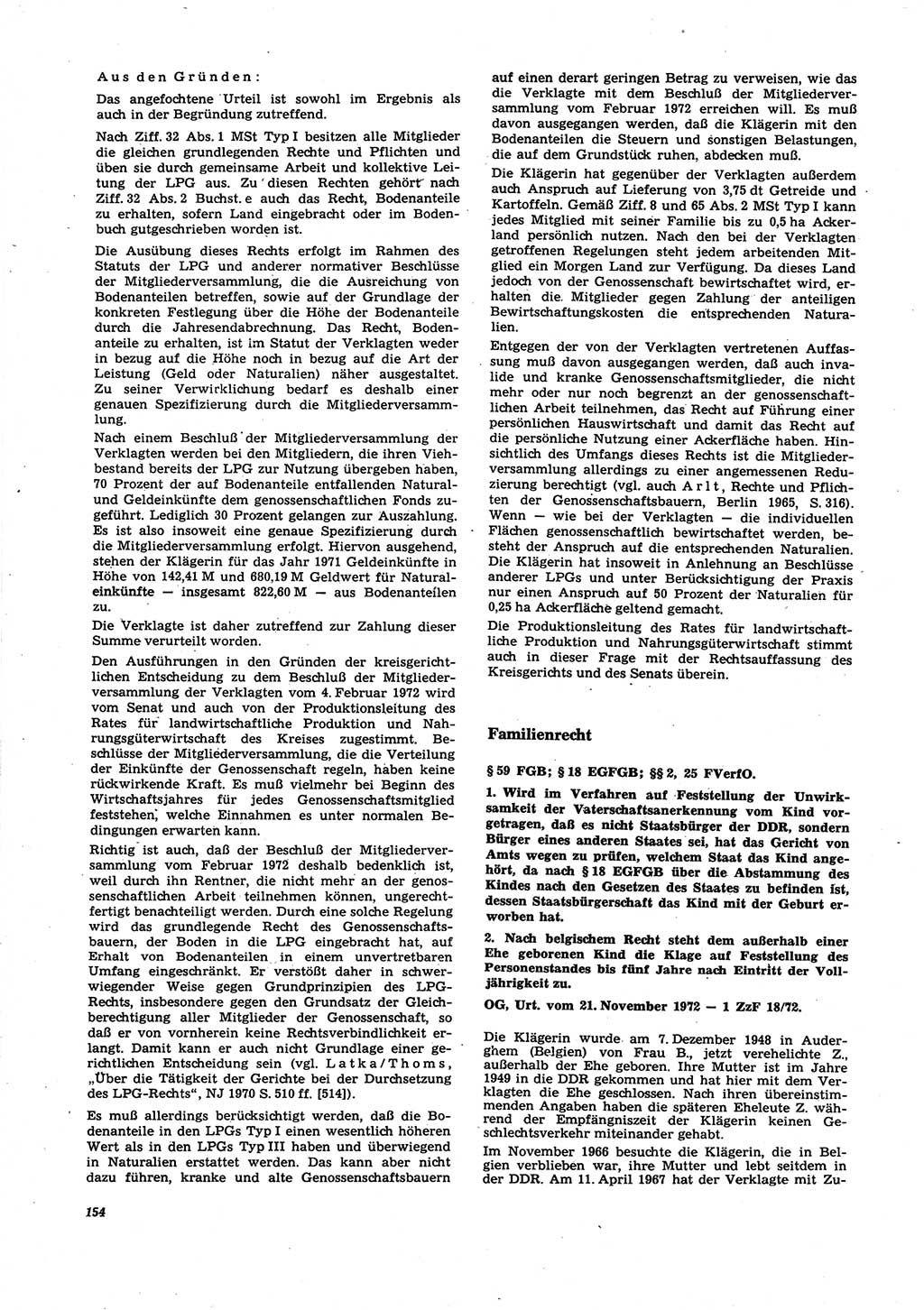 Neue Justiz (NJ), Zeitschrift für Recht und Rechtswissenschaft [Deutsche Demokratische Republik (DDR)], 27. Jahrgang 1973, Seite 154 (NJ DDR 1973, S. 154)
