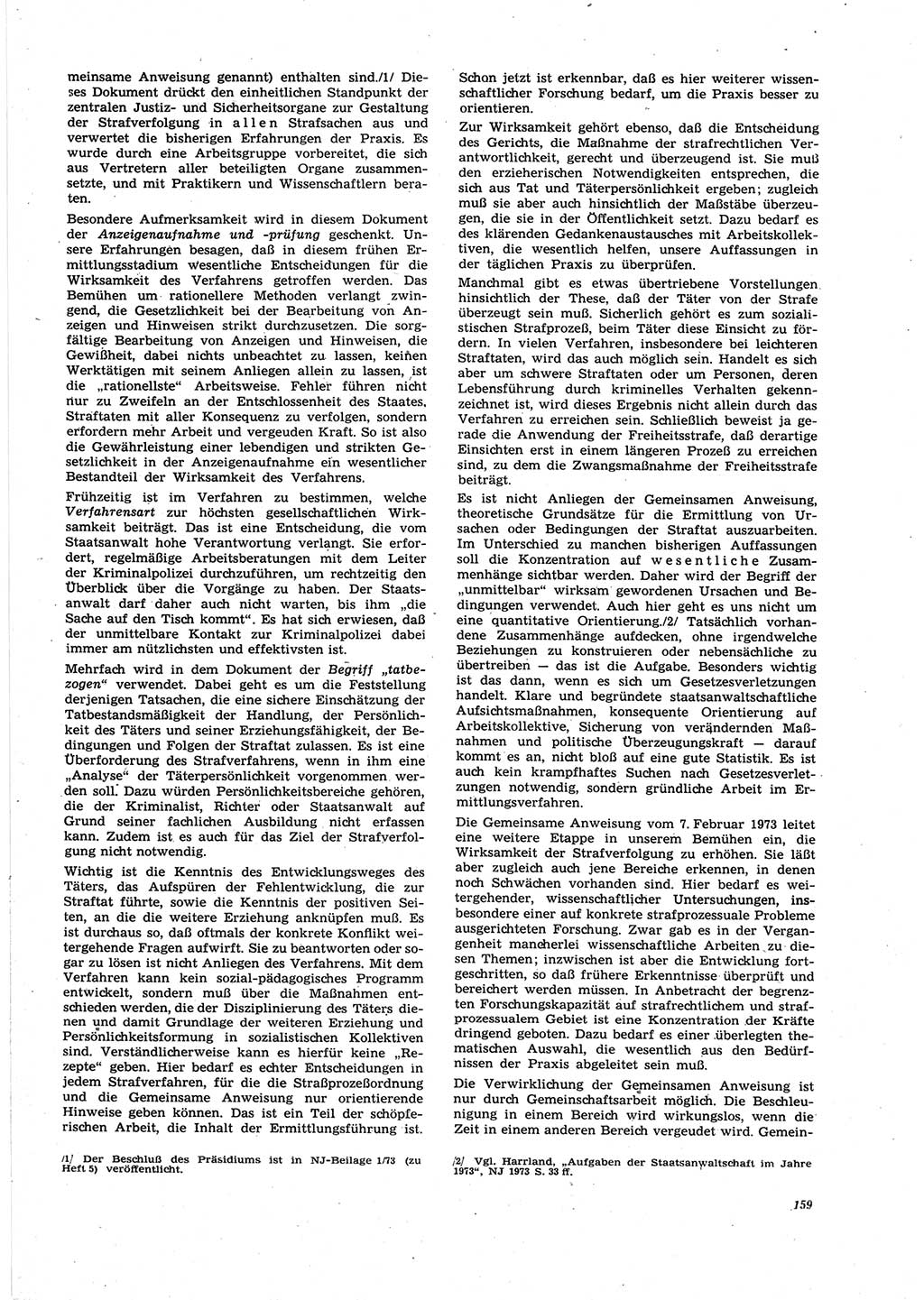 Neue Justiz (NJ), Zeitschrift für Recht und Rechtswissenschaft [Deutsche Demokratische Republik (DDR)], 27. Jahrgang 1973, Seite 159 (NJ DDR 1973, S. 159)