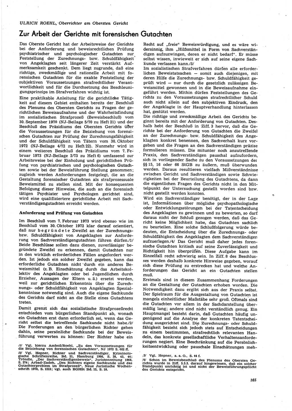 Neue Justiz (NJ), Zeitschrift für Recht und Rechtswissenschaft [Deutsche Demokratische Republik (DDR)], 27. Jahrgang 1973, Seite 165 (NJ DDR 1973, S. 165)