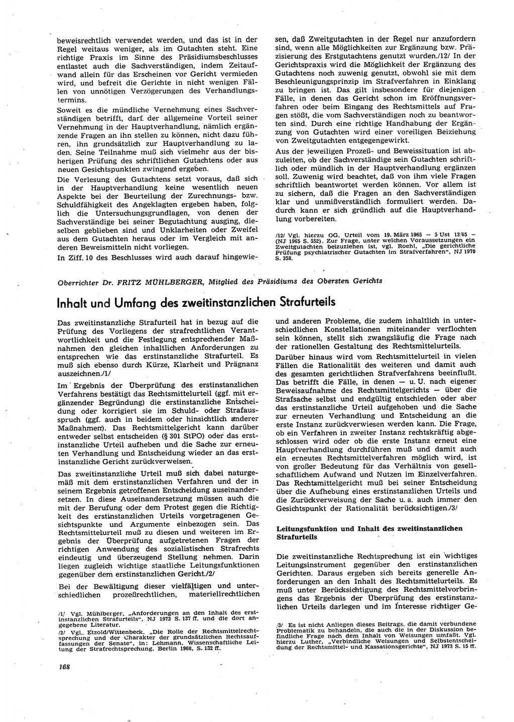 Neue Justiz (NJ), Zeitschrift für Recht und Rechtswissenschaft [Deutsche Demokratische Republik (DDR)], 27. Jahrgang 1973, Seite 168 (NJ DDR 1973, S. 168)