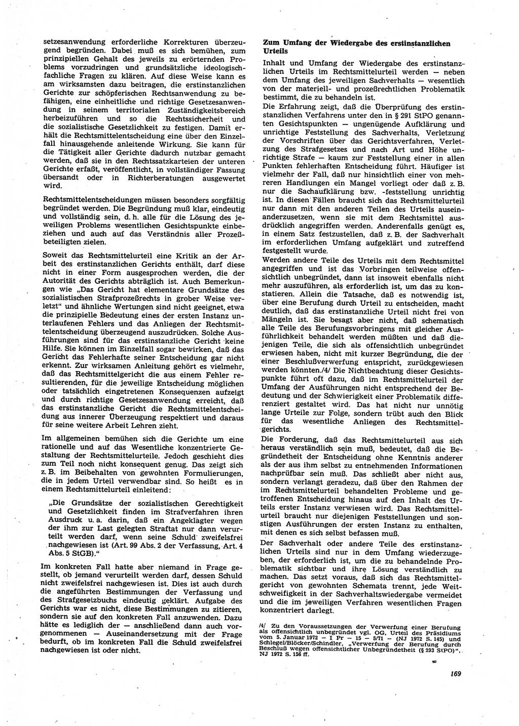 Neue Justiz (NJ), Zeitschrift für Recht und Rechtswissenschaft [Deutsche Demokratische Republik (DDR)], 27. Jahrgang 1973, Seite 169 (NJ DDR 1973, S. 169)