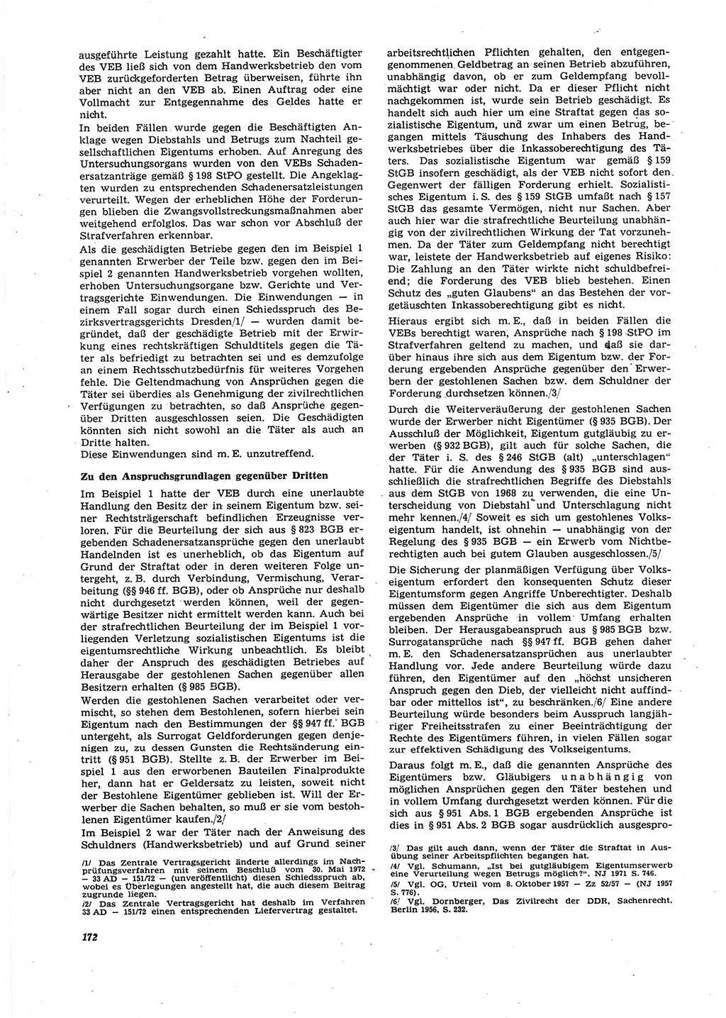 Neue Justiz (NJ), Zeitschrift für Recht und Rechtswissenschaft [Deutsche Demokratische Republik (DDR)], 27. Jahrgang 1973, Seite 172 (NJ DDR 1973, S. 172)