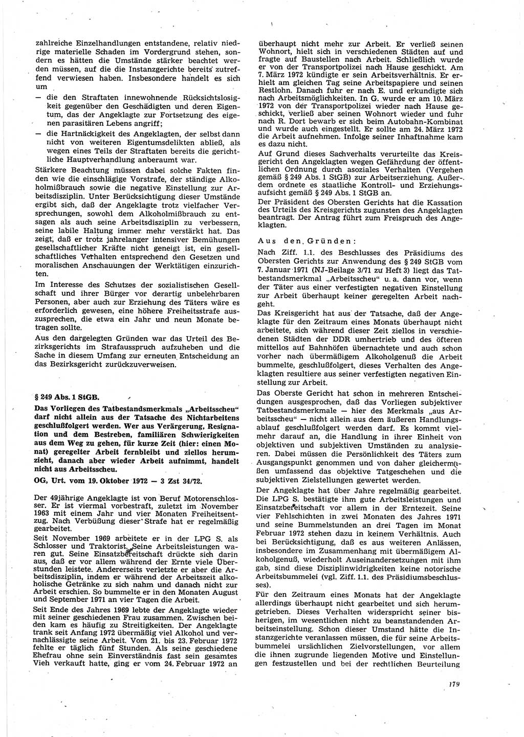 Neue Justiz (NJ), Zeitschrift für Recht und Rechtswissenschaft [Deutsche Demokratische Republik (DDR)], 27. Jahrgang 1973, Seite 179 (NJ DDR 1973, S. 179)