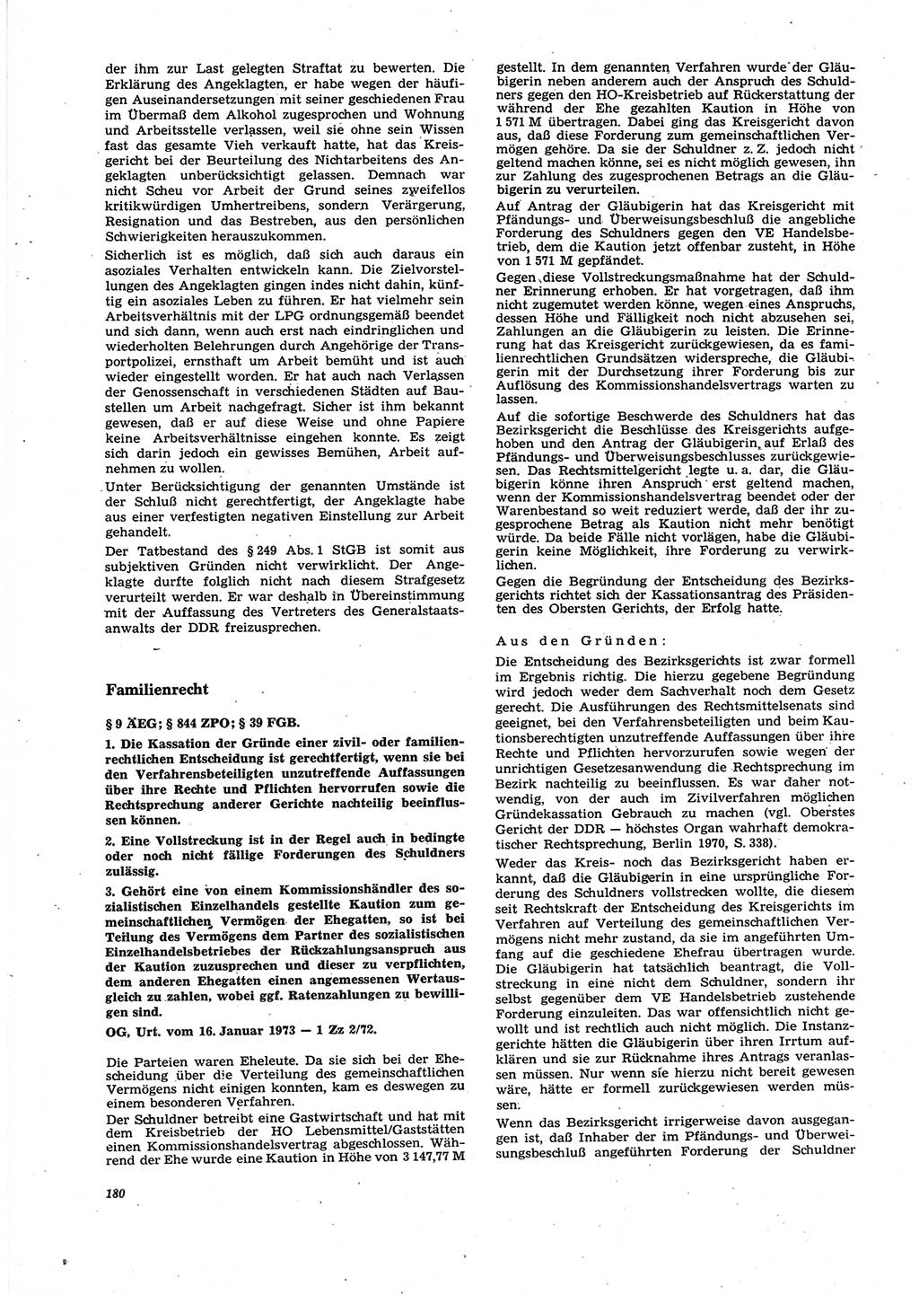 Neue Justiz (NJ), Zeitschrift für Recht und Rechtswissenschaft [Deutsche Demokratische Republik (DDR)], 27. Jahrgang 1973, Seite 180 (NJ DDR 1973, S. 180)