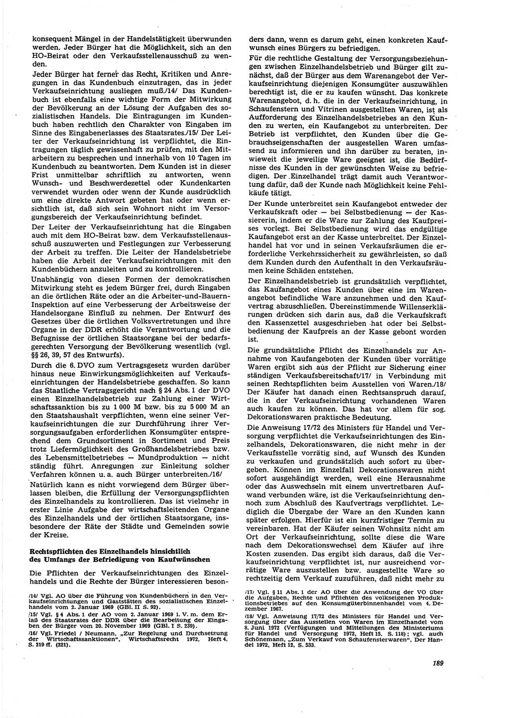 Neue Justiz (NJ), Zeitschrift für Recht und Rechtswissenschaft [Deutsche Demokratische Republik (DDR)], 27. Jahrgang 1973, Seite 189 (NJ DDR 1973, S. 189)