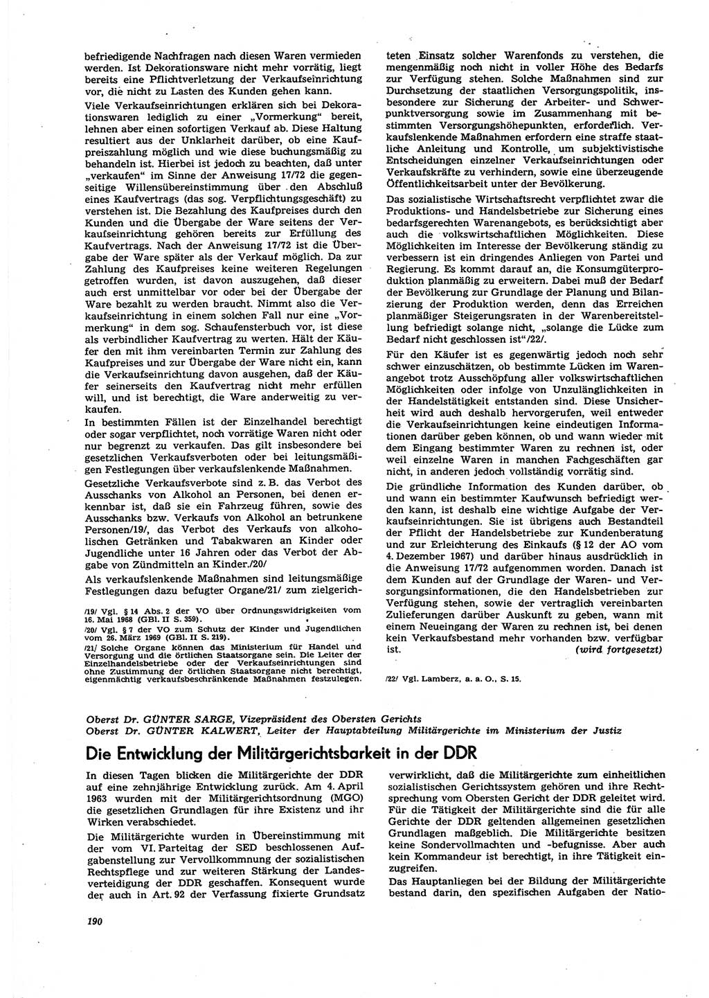 Neue Justiz (NJ), Zeitschrift für Recht und Rechtswissenschaft [Deutsche Demokratische Republik (DDR)], 27. Jahrgang 1973, Seite 190 (NJ DDR 1973, S. 190)