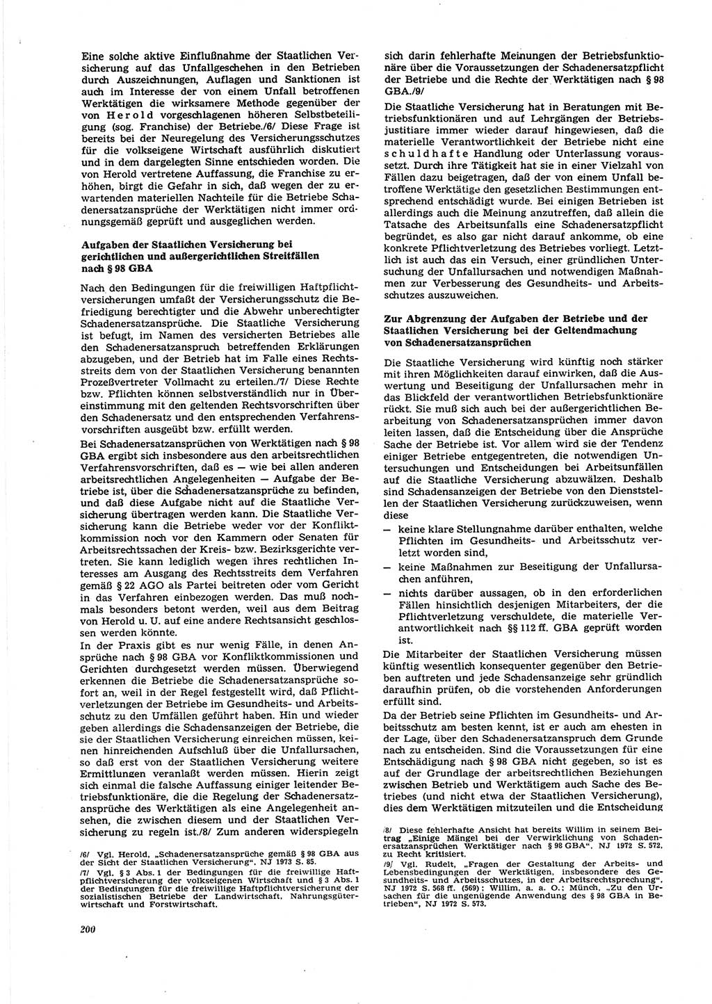 Neue Justiz (NJ), Zeitschrift für Recht und Rechtswissenschaft [Deutsche Demokratische Republik (DDR)], 27. Jahrgang 1973, Seite 200 (NJ DDR 1973, S. 200)