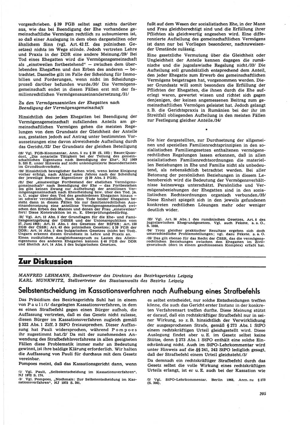 Neue Justiz (NJ), Zeitschrift für Recht und Rechtswissenschaft [Deutsche Demokratische Republik (DDR)], 27. Jahrgang 1973, Seite 205 (NJ DDR 1973, S. 205)