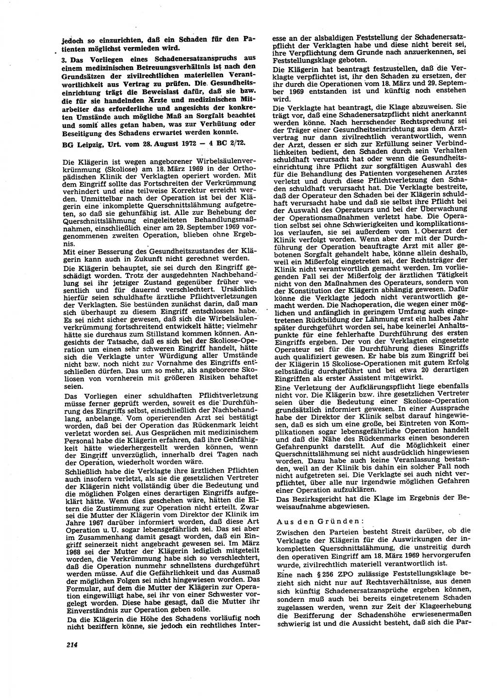 Neue Justiz (NJ), Zeitschrift für Recht und Rechtswissenschaft [Deutsche Demokratische Republik (DDR)], 27. Jahrgang 1973, Seite 214 (NJ DDR 1973, S. 214)