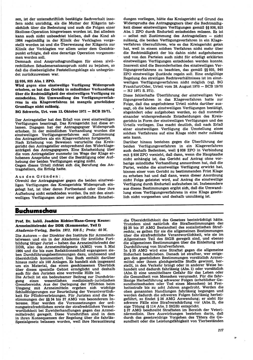 Neue Justiz (NJ), Zeitschrift für Recht und Rechtswissenschaft [Deutsche Demokratische Republik (DDR)], 27. Jahrgang 1973, Seite 217 (NJ DDR 1973, S. 217)
