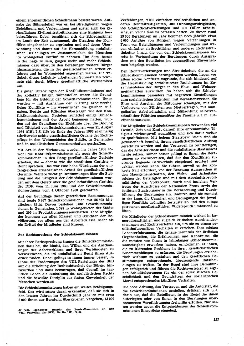 Neue Justiz (NJ), Zeitschrift für Recht und Rechtswissenschaft [Deutsche Demokratische Republik (DDR)], 27. Jahrgang 1973, Seite 223 (NJ DDR 1973, S. 223)
