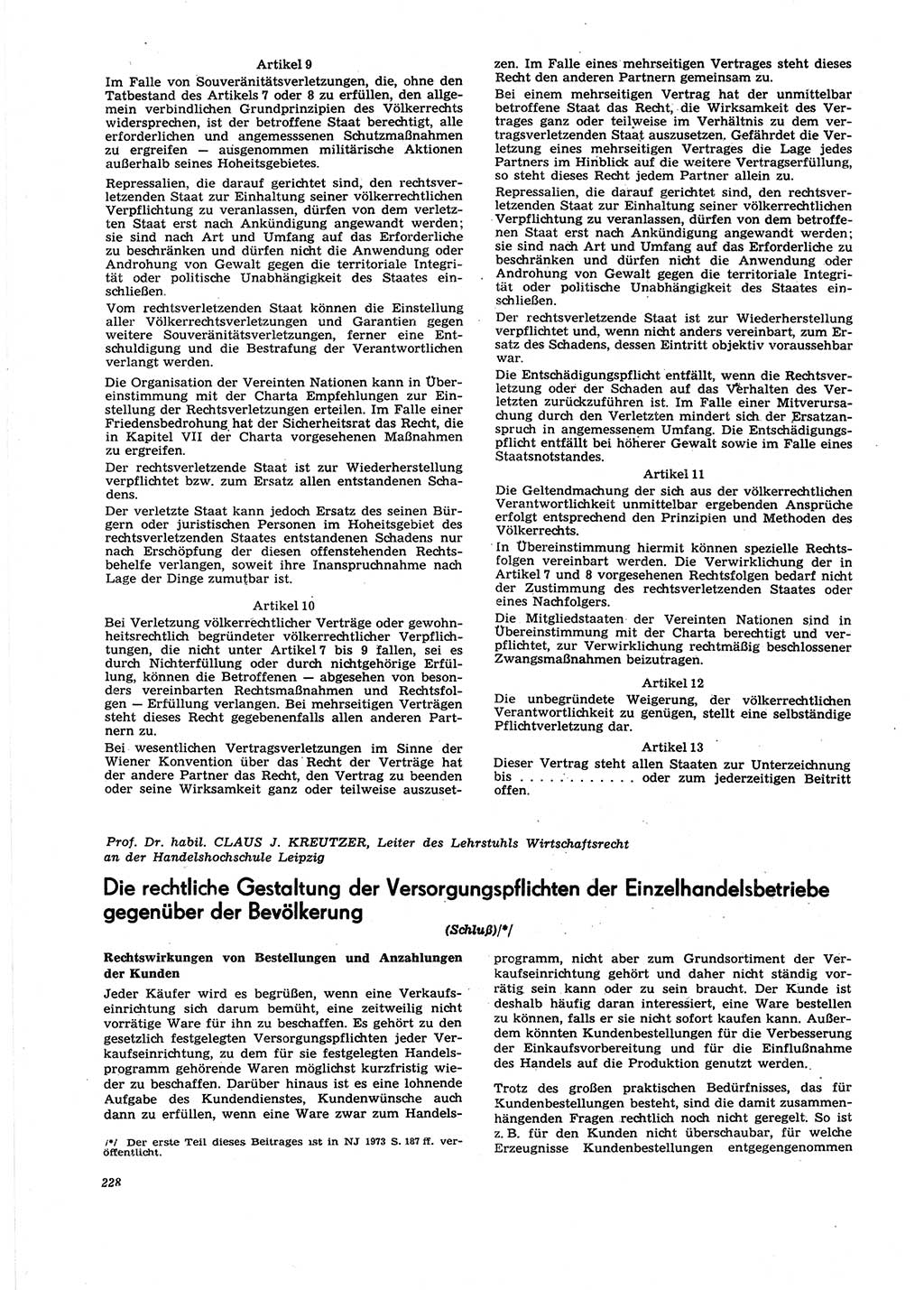 Neue Justiz (NJ), Zeitschrift für Recht und Rechtswissenschaft [Deutsche Demokratische Republik (DDR)], 27. Jahrgang 1973, Seite 228 (NJ DDR 1973, S. 228)