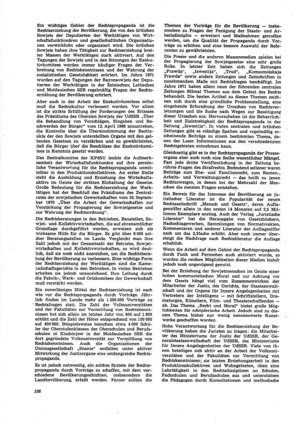 Neue Justiz (NJ), Zeitschrift für Recht und Rechtswissenschaft [Deutsche Demokratische Republik (DDR)], 27. Jahrgang 1973, Seite 236 (NJ DDR 1973, S. 236)