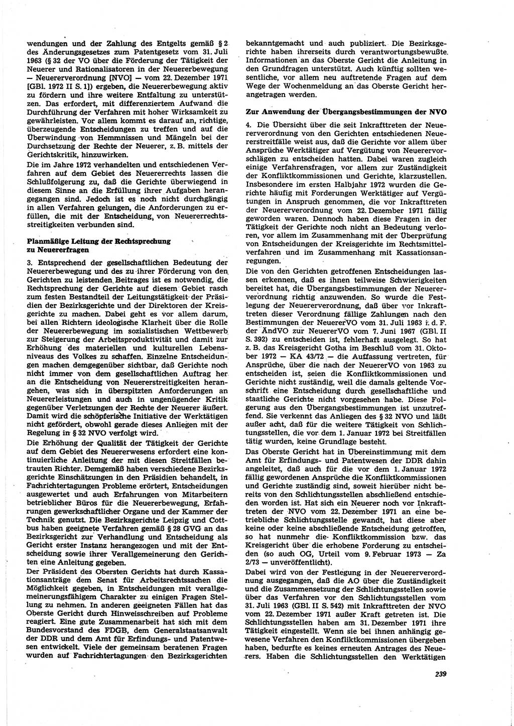 Neue Justiz (NJ), Zeitschrift für Recht und Rechtswissenschaft [Deutsche Demokratische Republik (DDR)], 27. Jahrgang 1973, Seite 239 (NJ DDR 1973, S. 239)