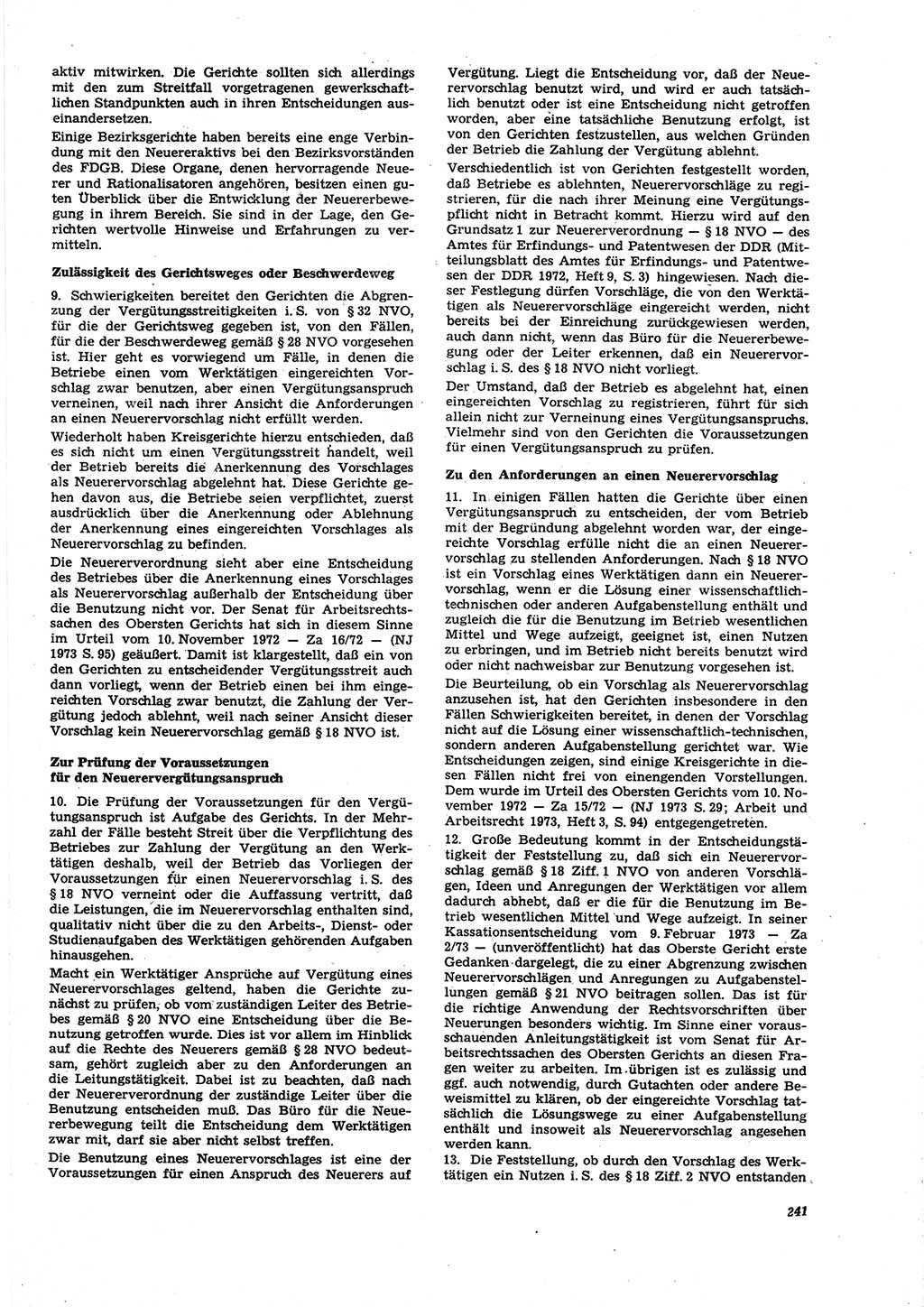 Neue Justiz (NJ), Zeitschrift für Recht und Rechtswissenschaft [Deutsche Demokratische Republik (DDR)], 27. Jahrgang 1973, Seite 241 (NJ DDR 1973, S. 241)