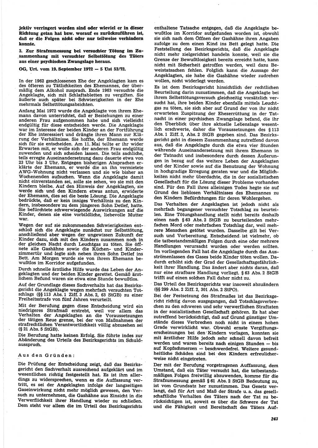 Neue Justiz (NJ), Zeitschrift für Recht und Rechtswissenschaft [Deutsche Demokratische Republik (DDR)], 27. Jahrgang 1973, Seite 243 (NJ DDR 1973, S. 243)