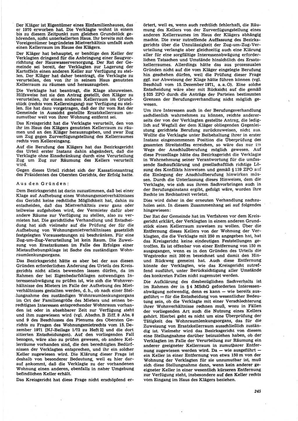 Neue Justiz (NJ), Zeitschrift für Recht und Rechtswissenschaft [Deutsche Demokratische Republik (DDR)], 27. Jahrgang 1973, Seite 245 (NJ DDR 1973, S. 245)